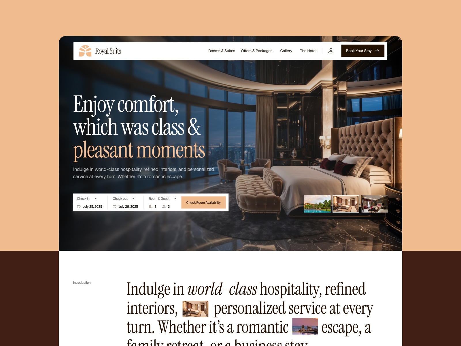Screenshot of Royalsuits website