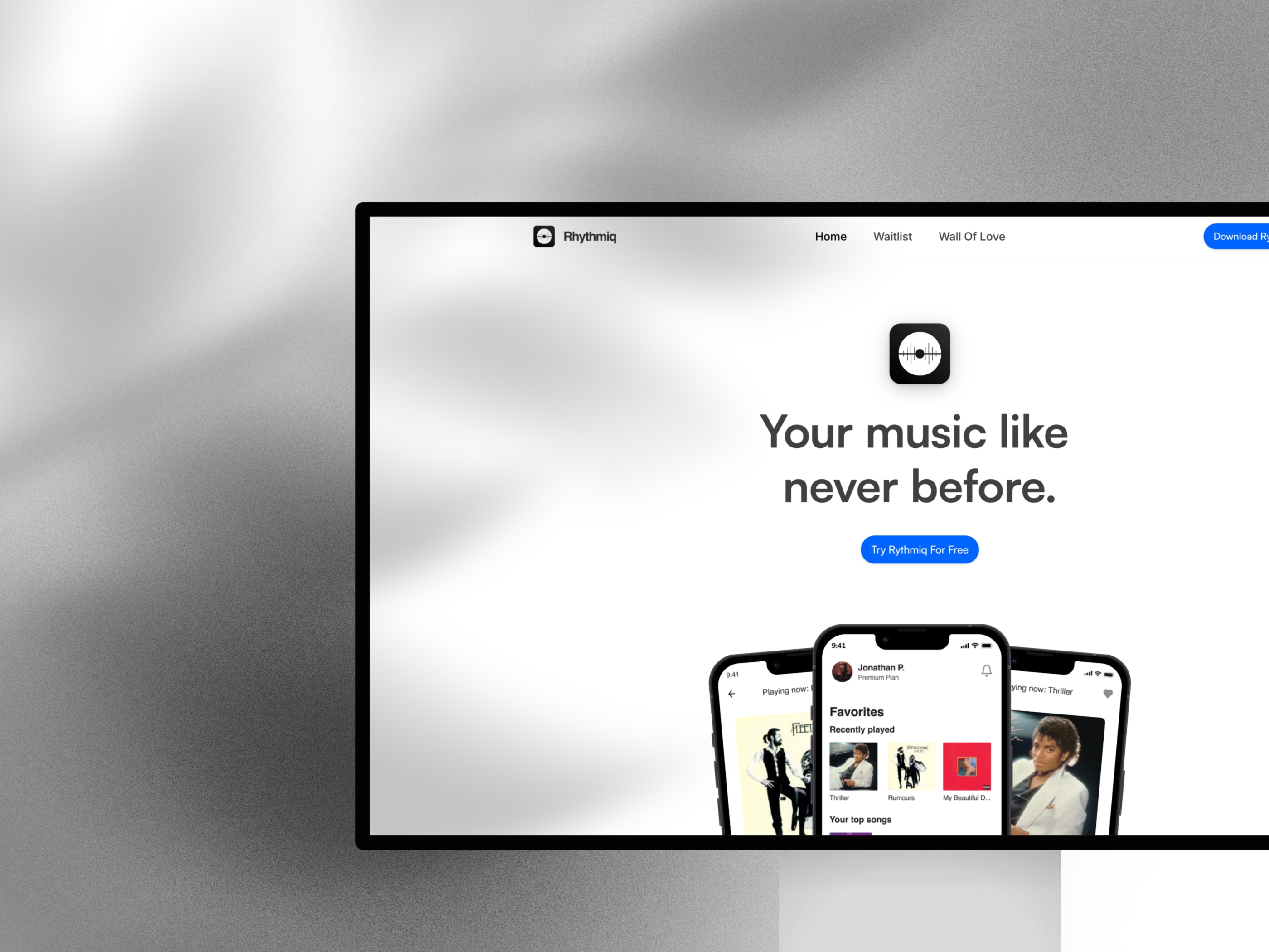 Screenshot of Rythmiq website