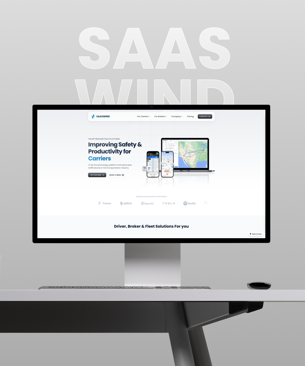 Screenshot of Saaswind website