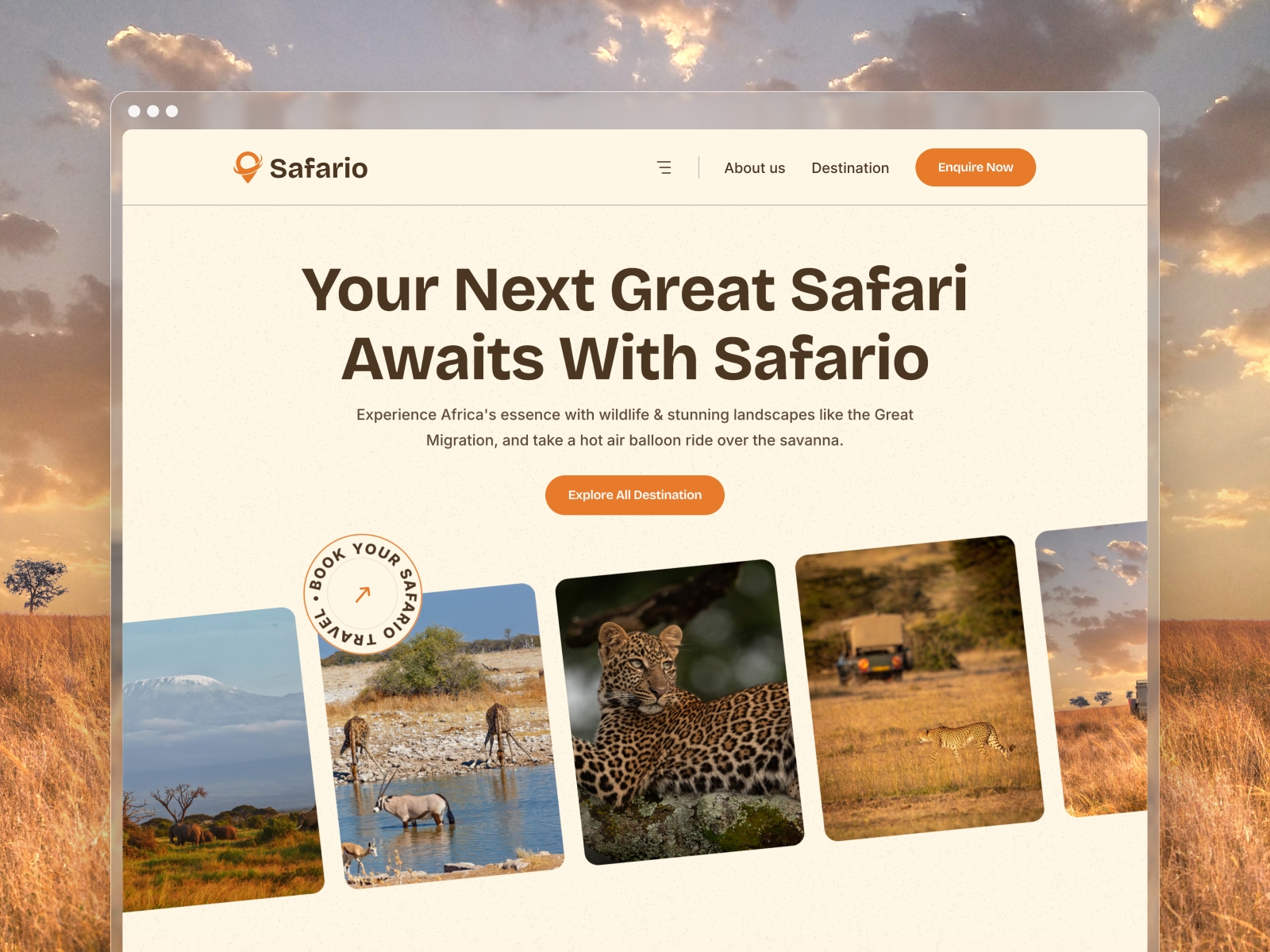 Screenshot of Safario website