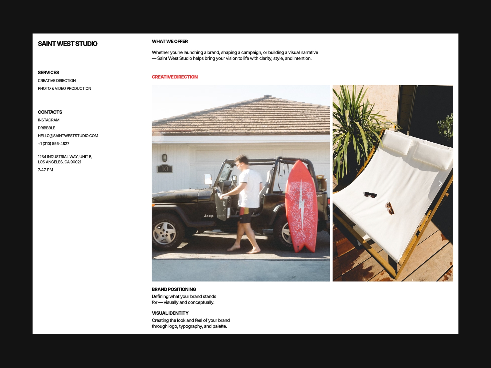 Screenshot of Saintwest website