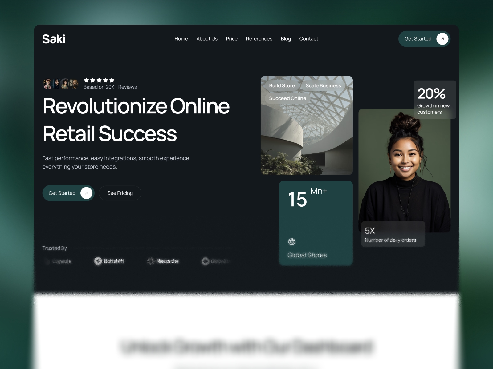 Screenshot of Saki website