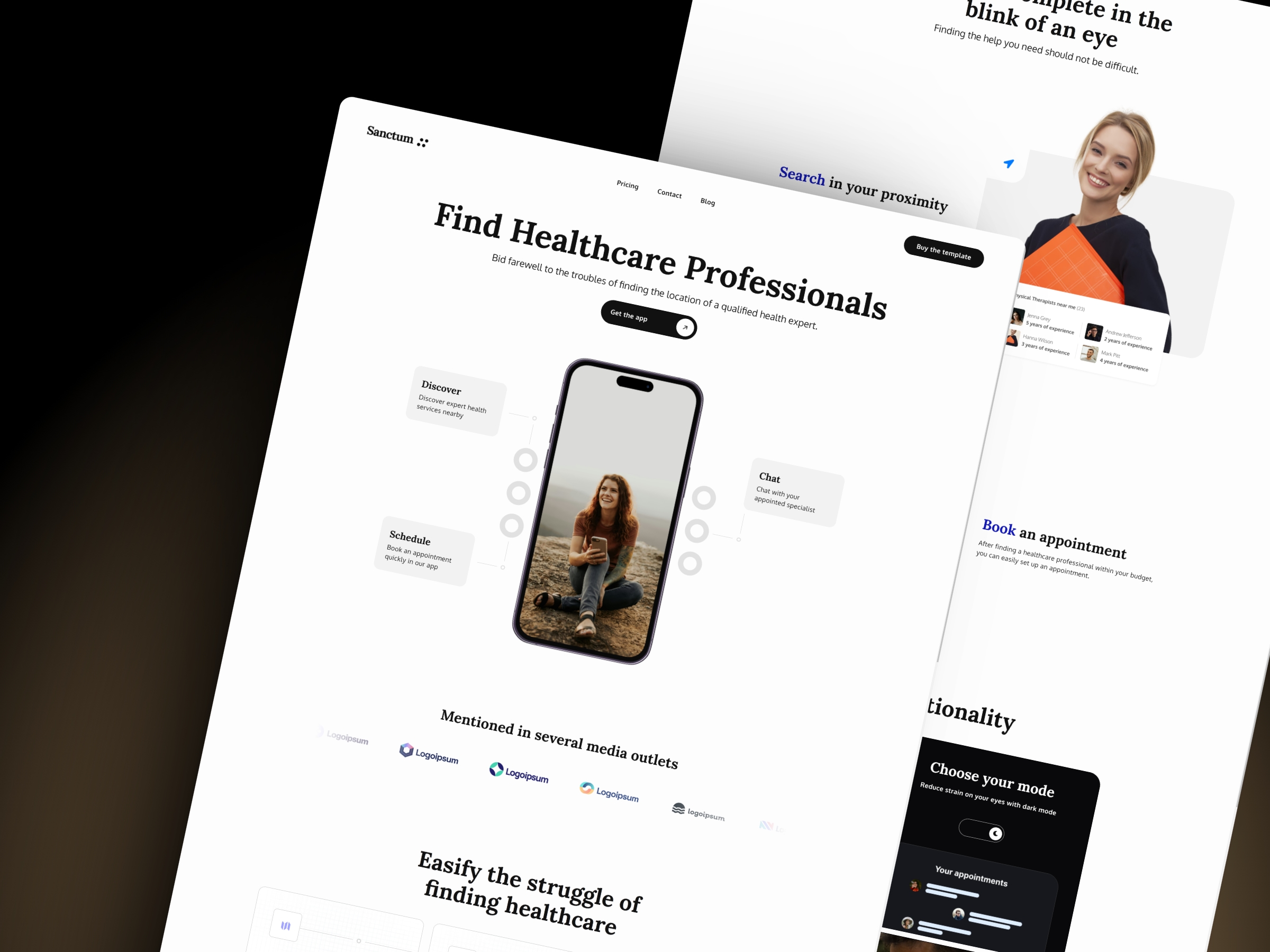 Screenshot of Sanctum website