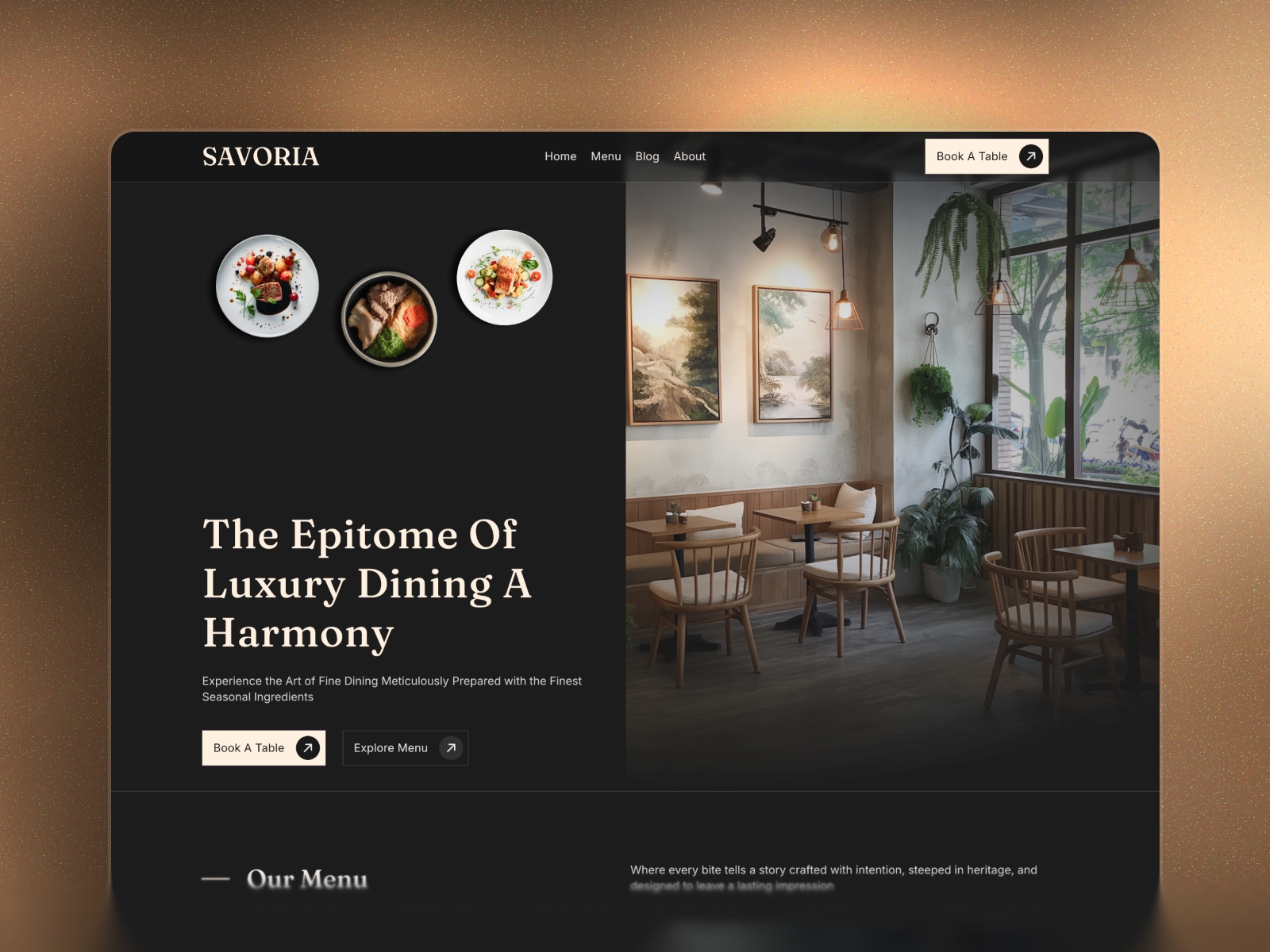 Screenshot of Savoria website