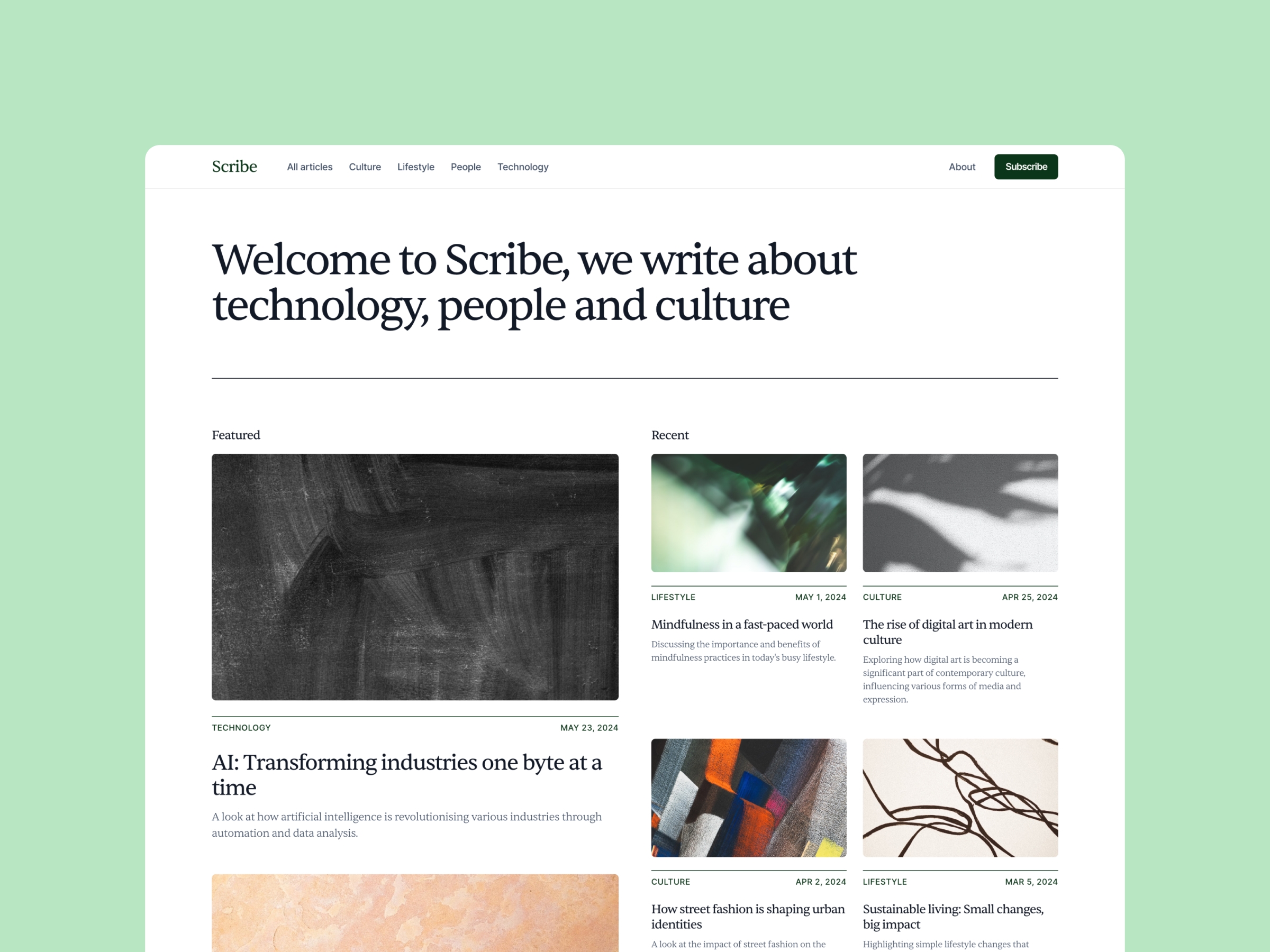 Screenshot of Scribe website