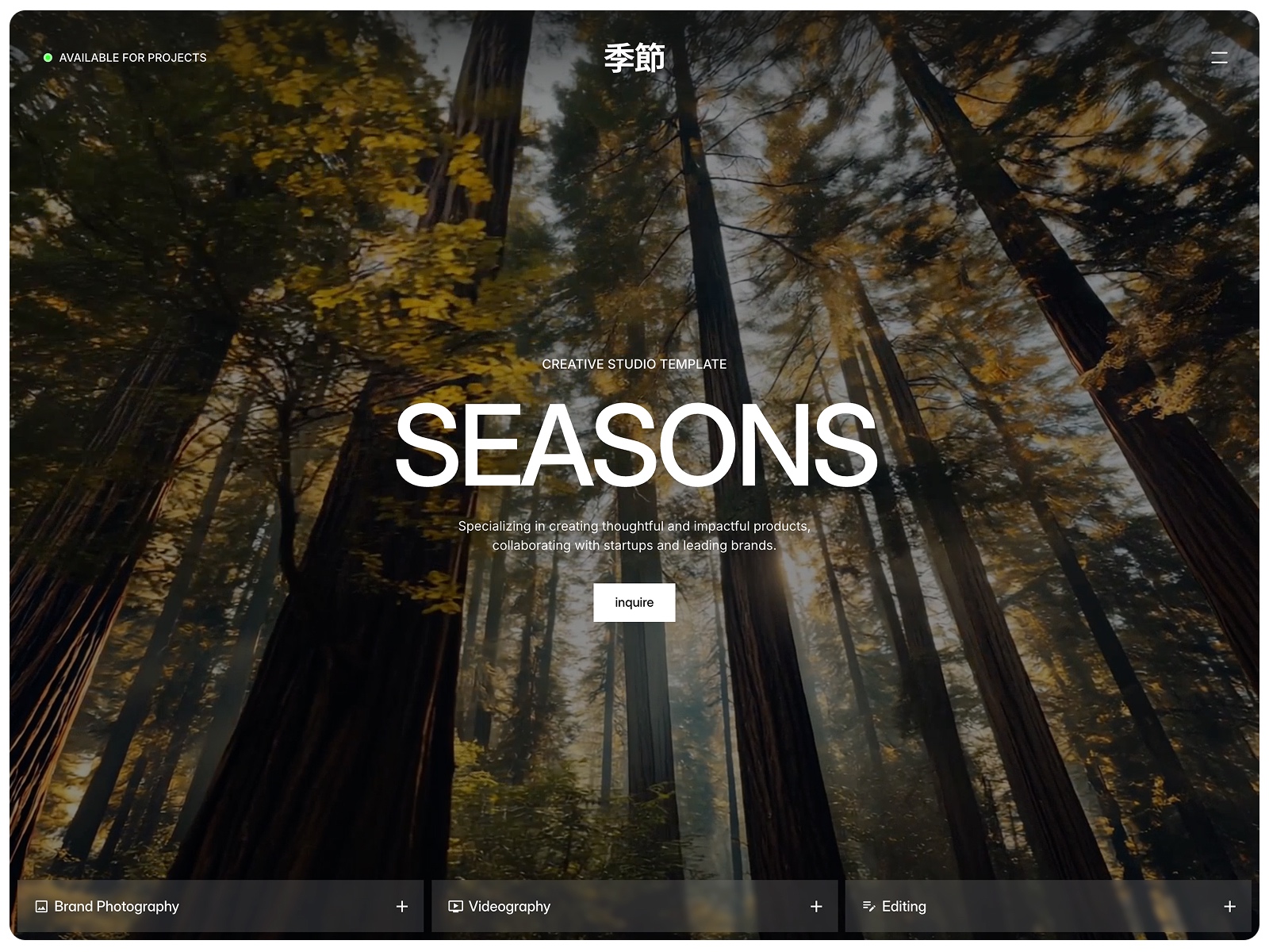 Screenshot of Seasons website