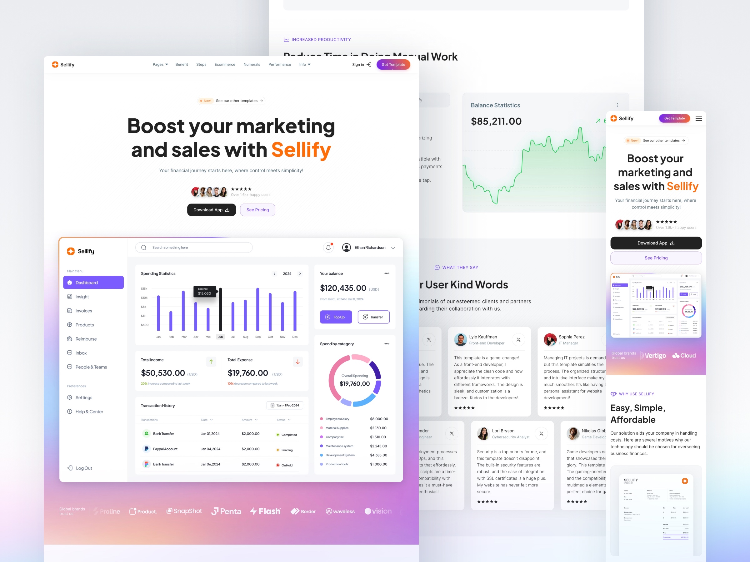 Screenshot of Sellify powerful saas landing page website