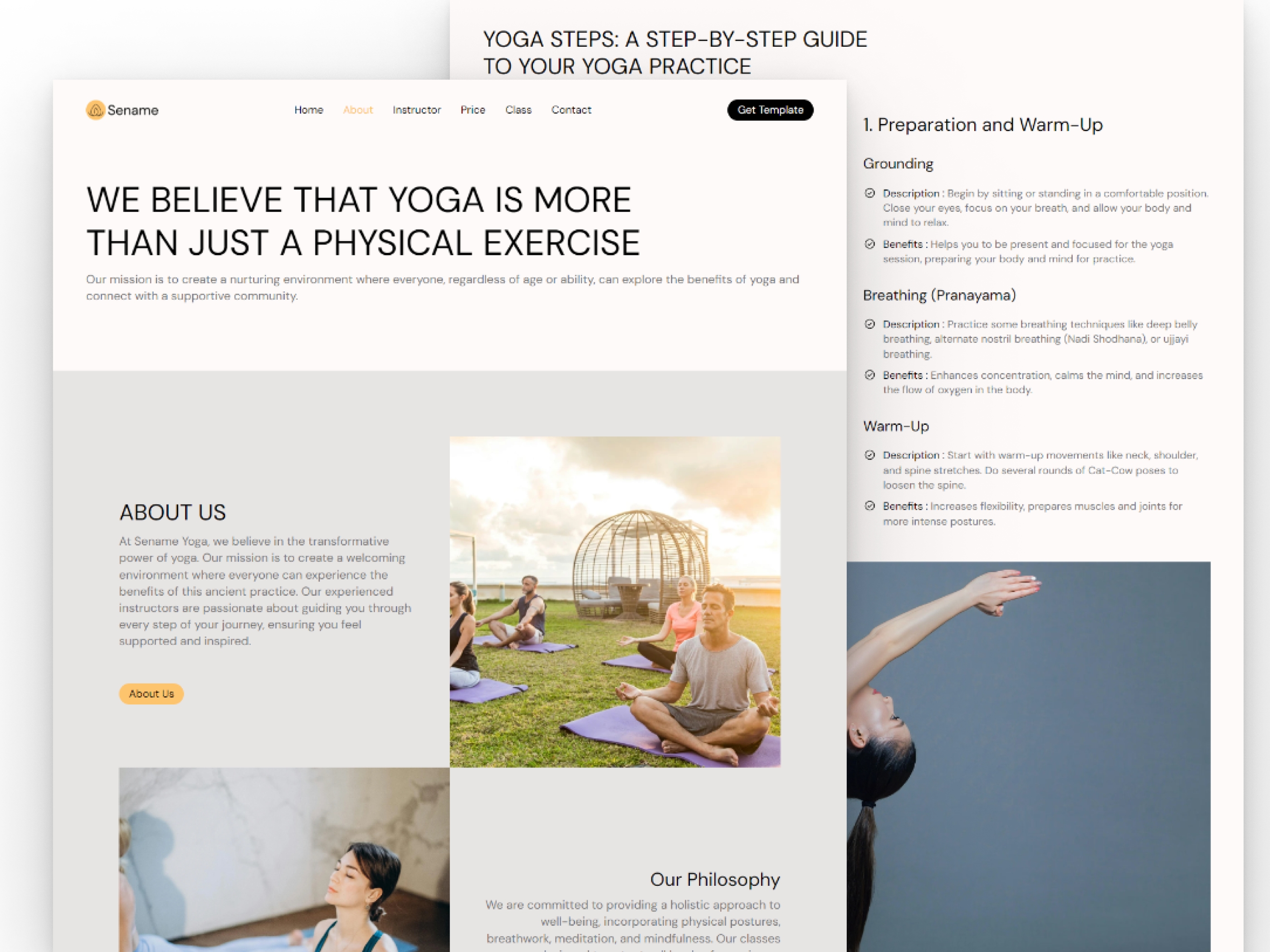 Screenshot 3 of Sename yoga and meditation website