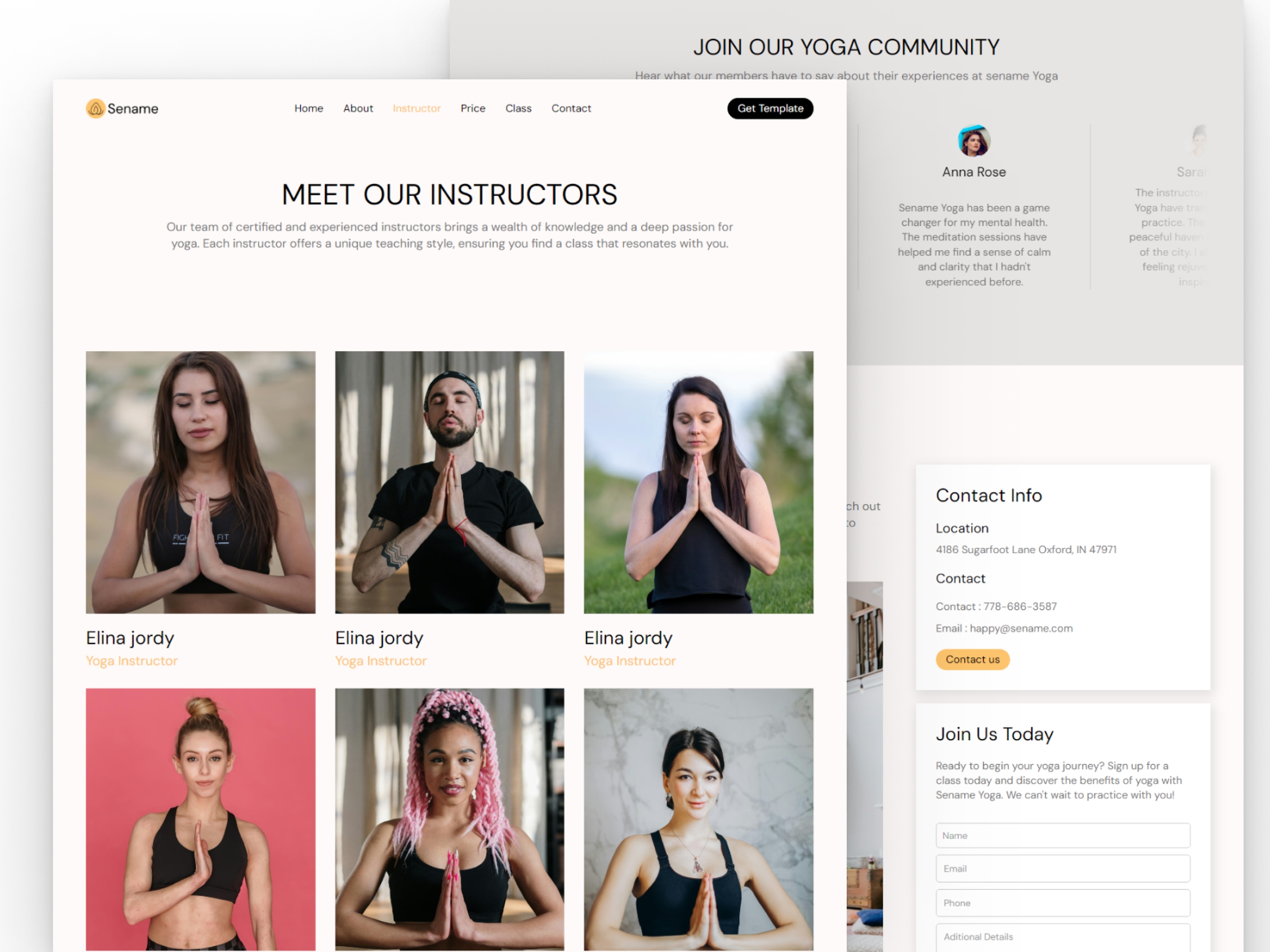 Screenshot 4 of Sename yoga and meditation website