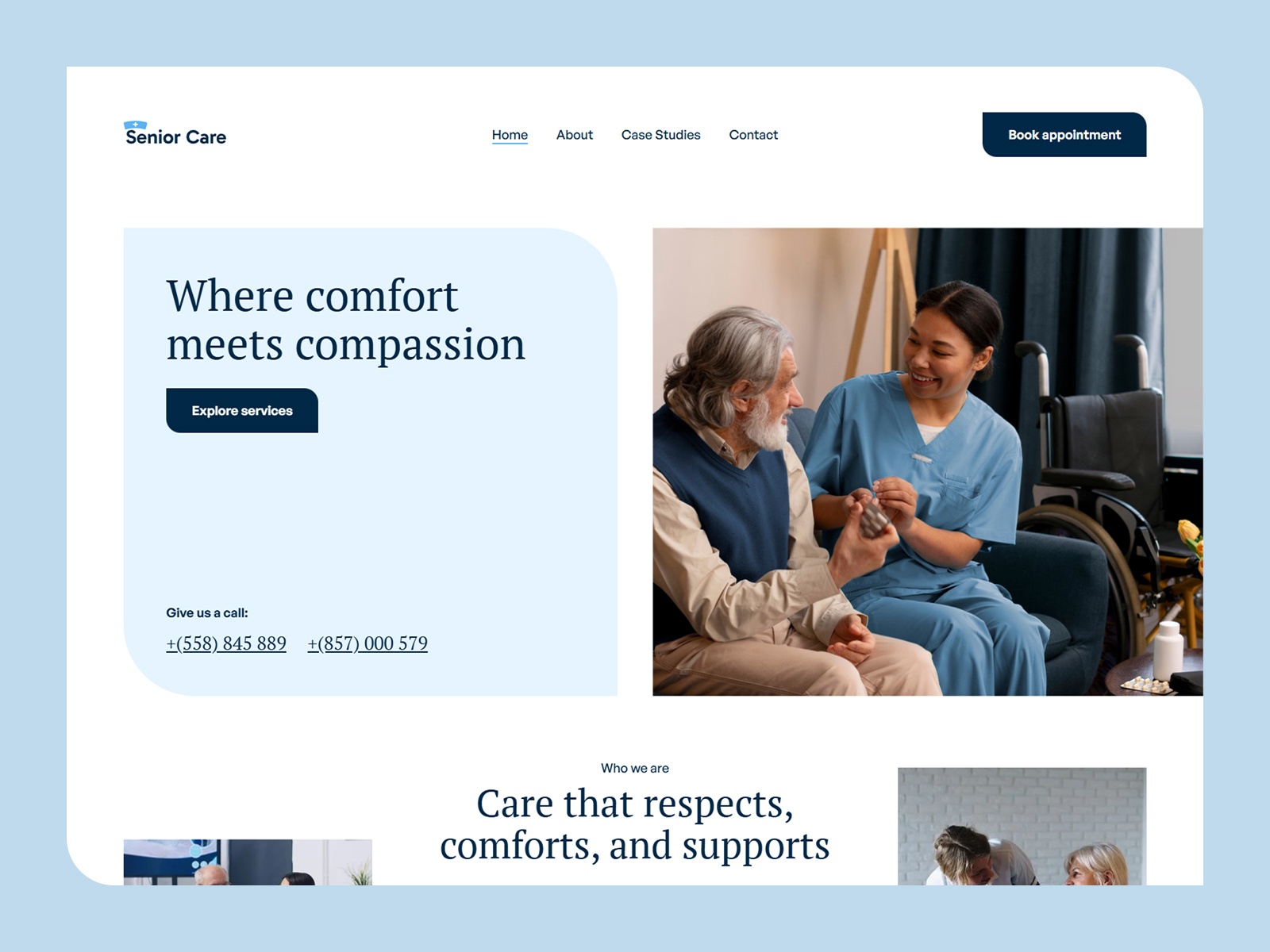 Screenshot of Seniorcare website