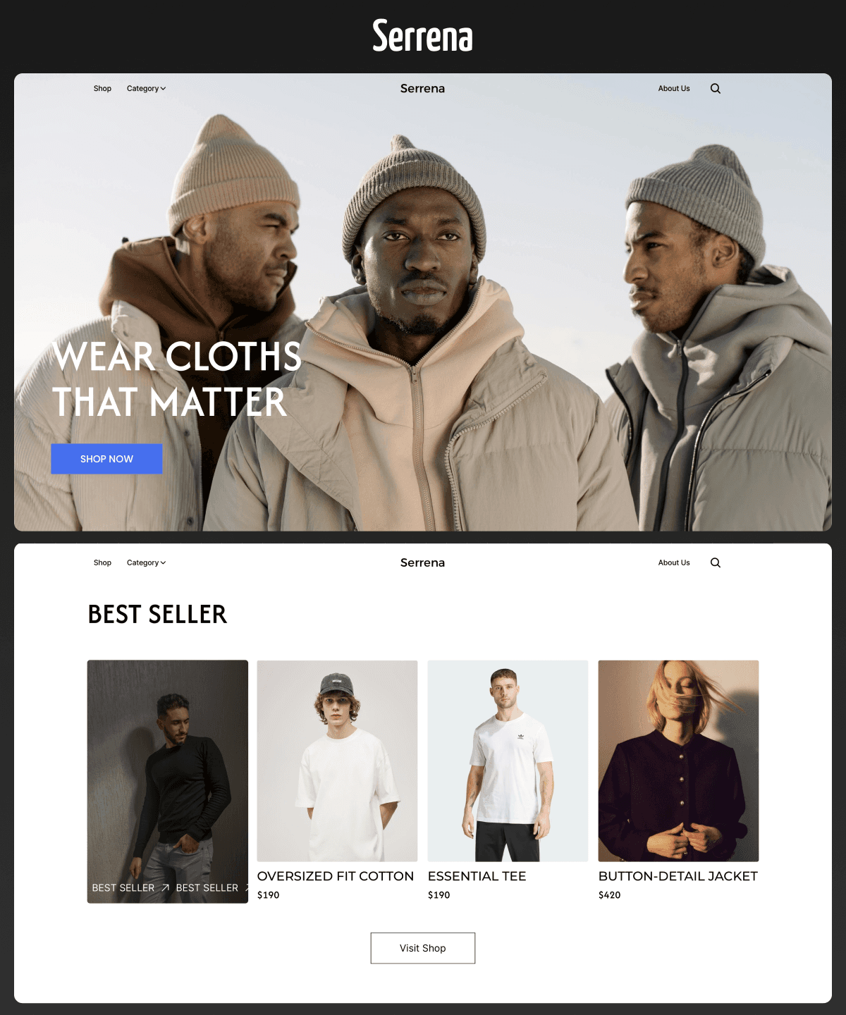 Screenshot of Serrena website