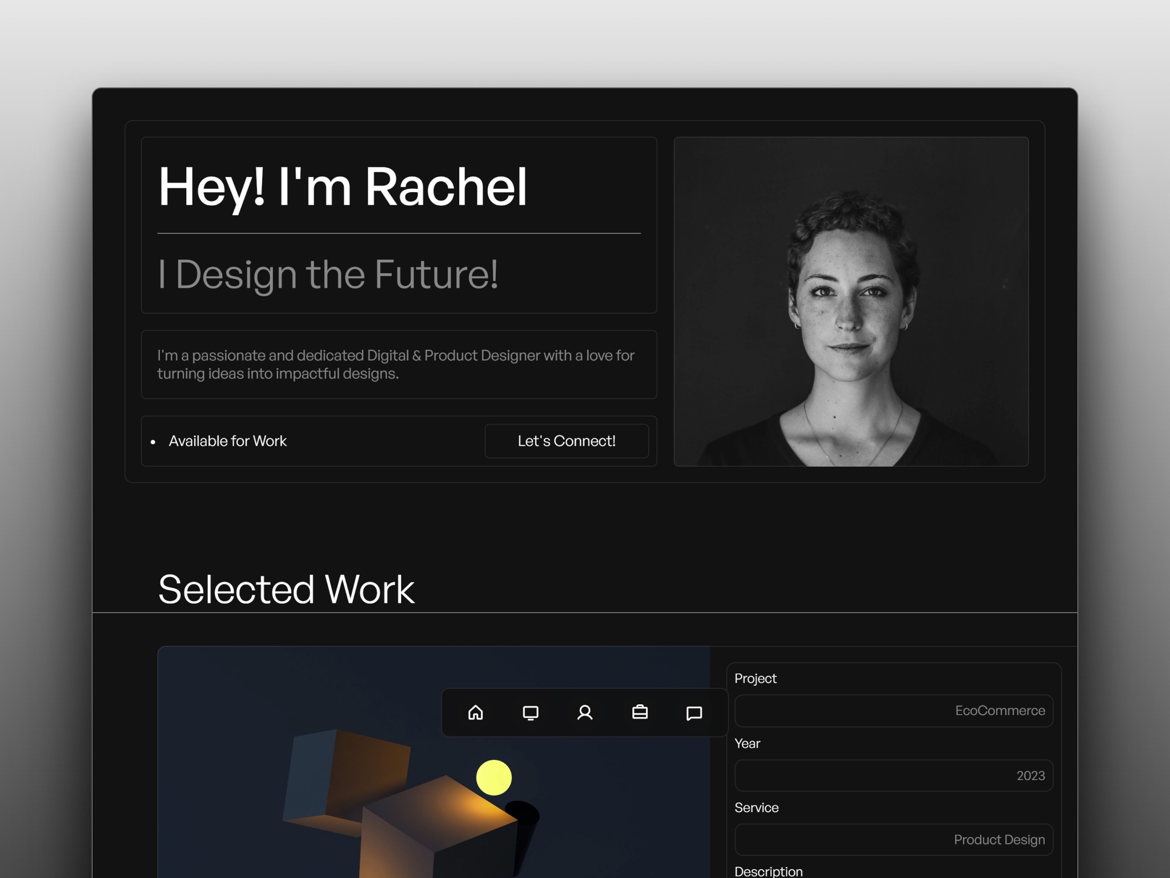 Screenshot of Shade designer portfolio template website