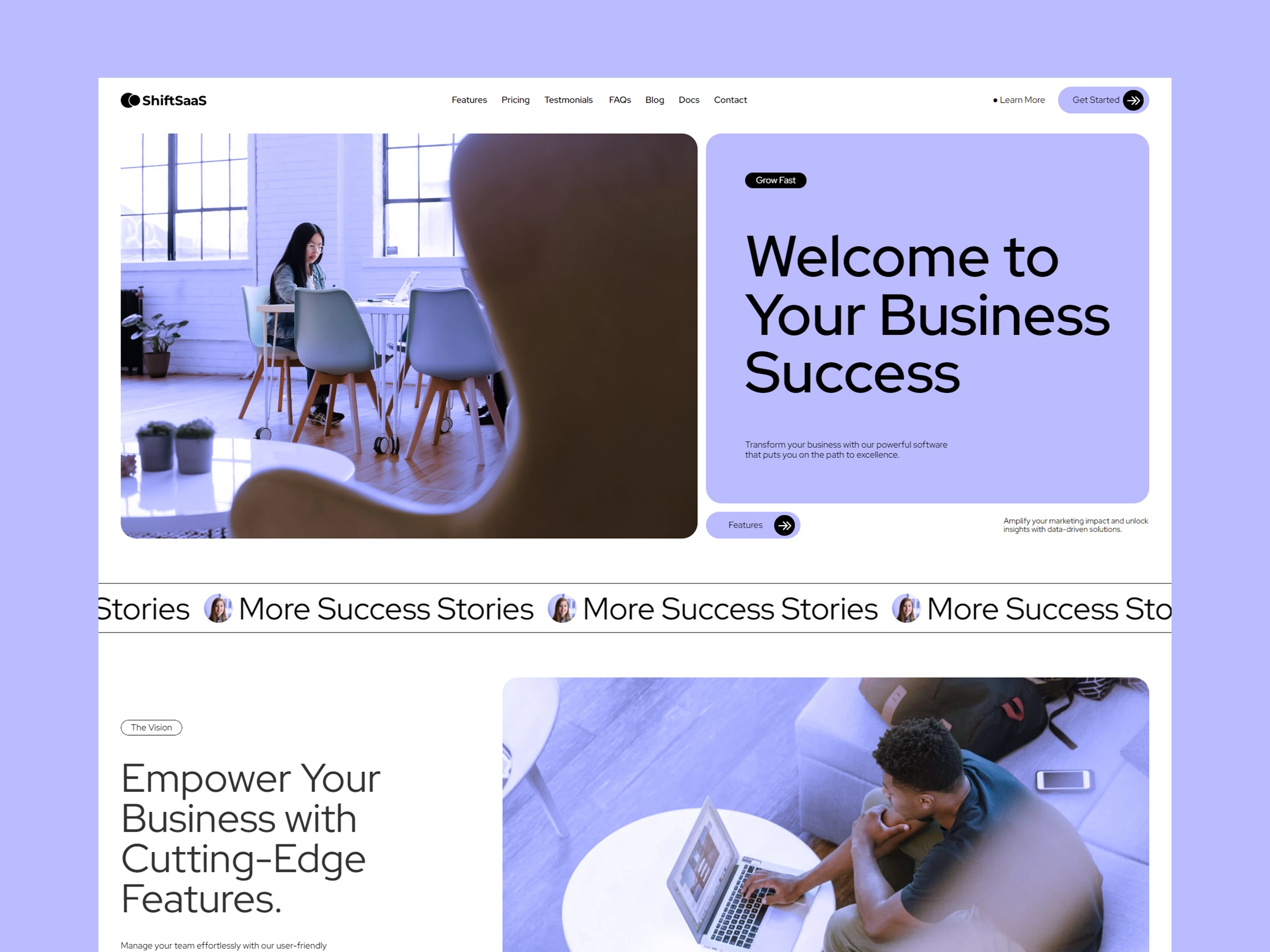 Screenshot of Shiftsaas website