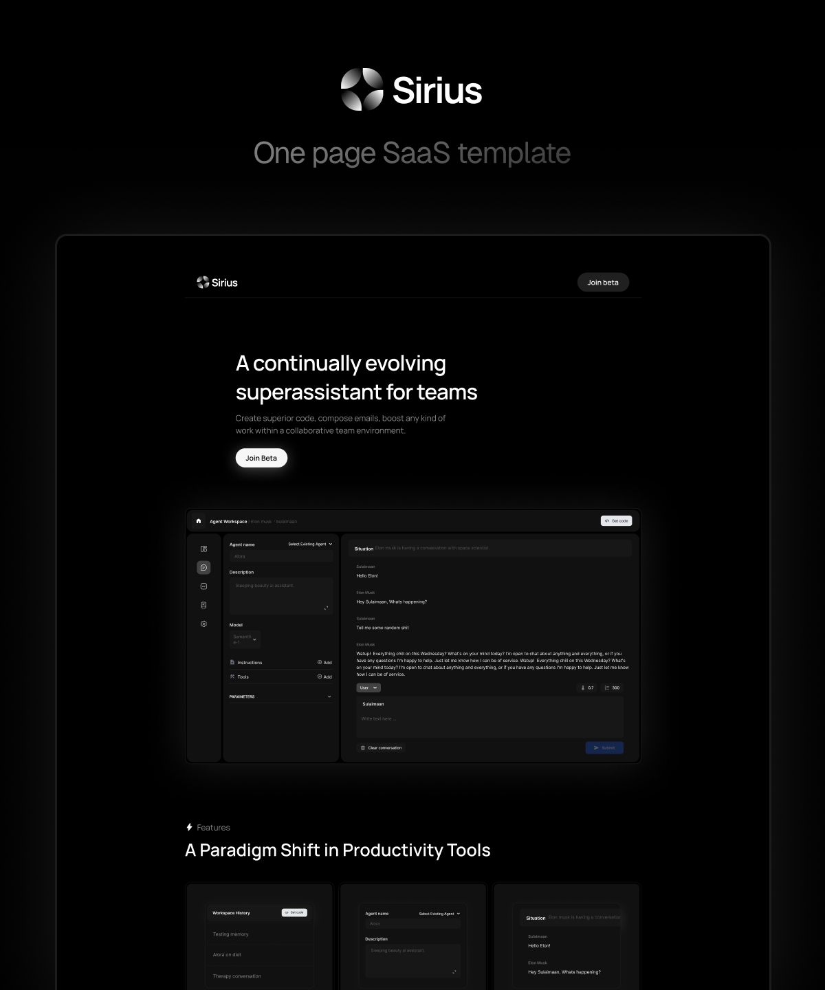 Screenshot of Sirius website