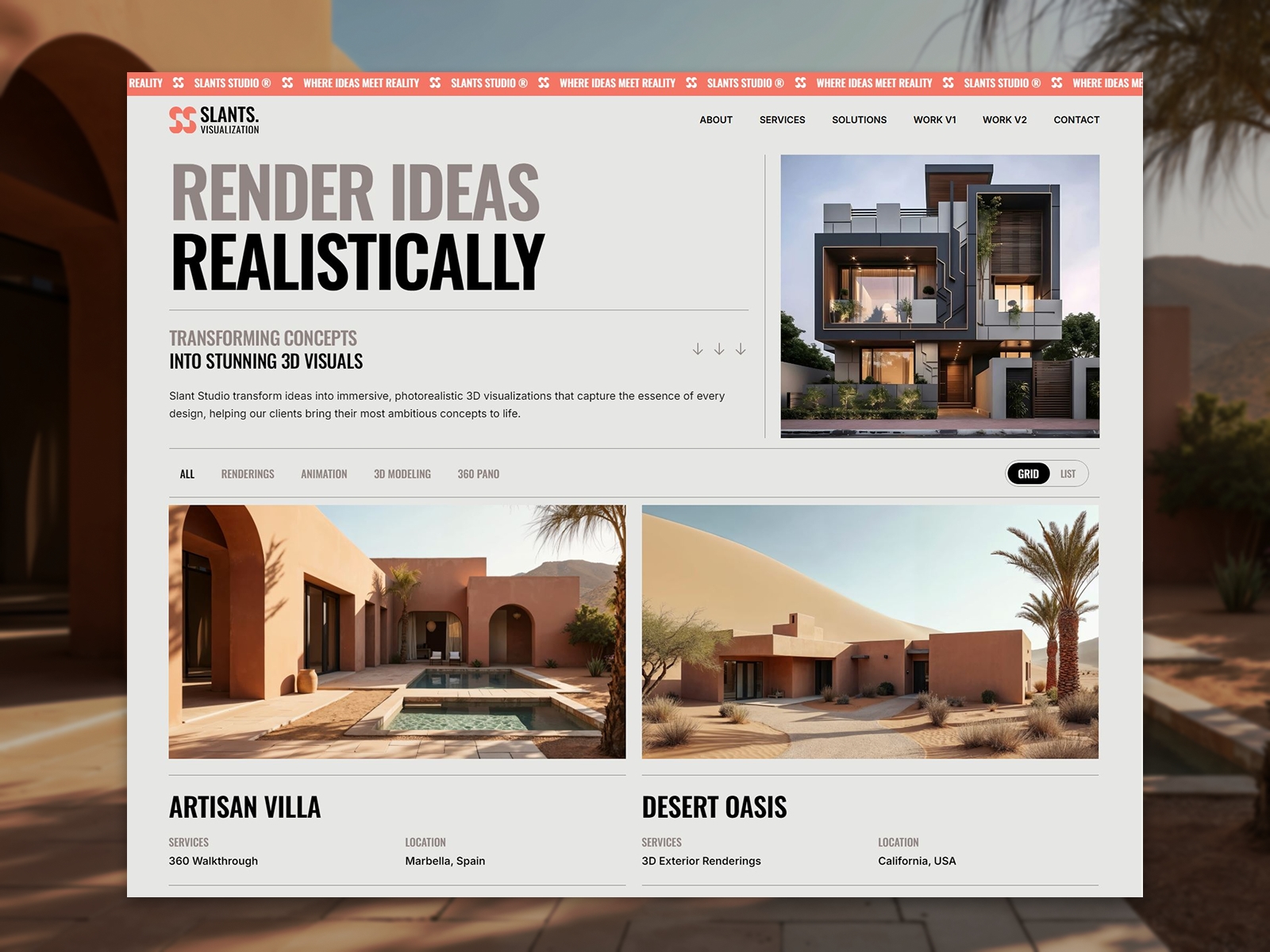 Screenshot of Slantsual website
