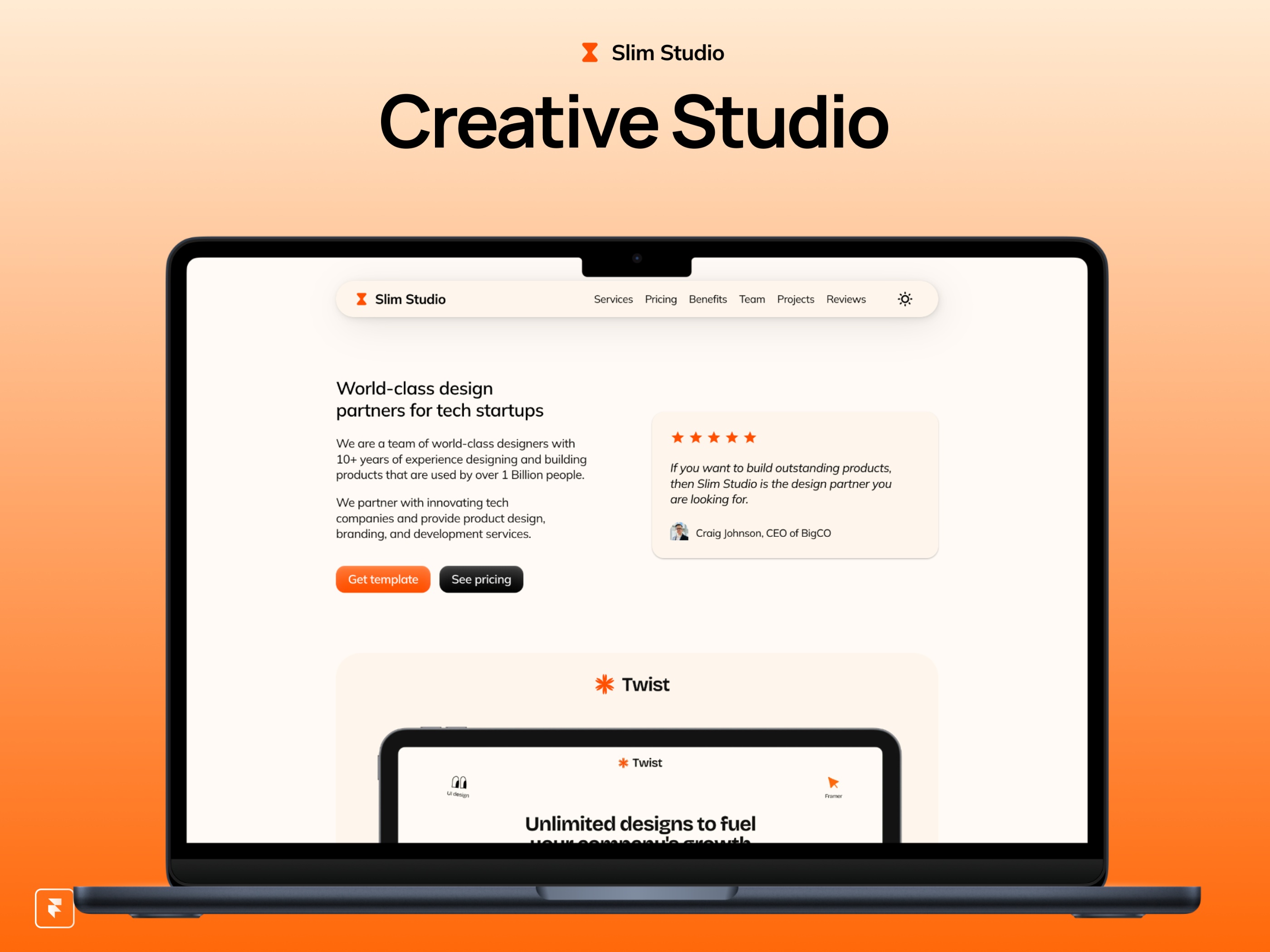 Screenshot of Slimstudio website