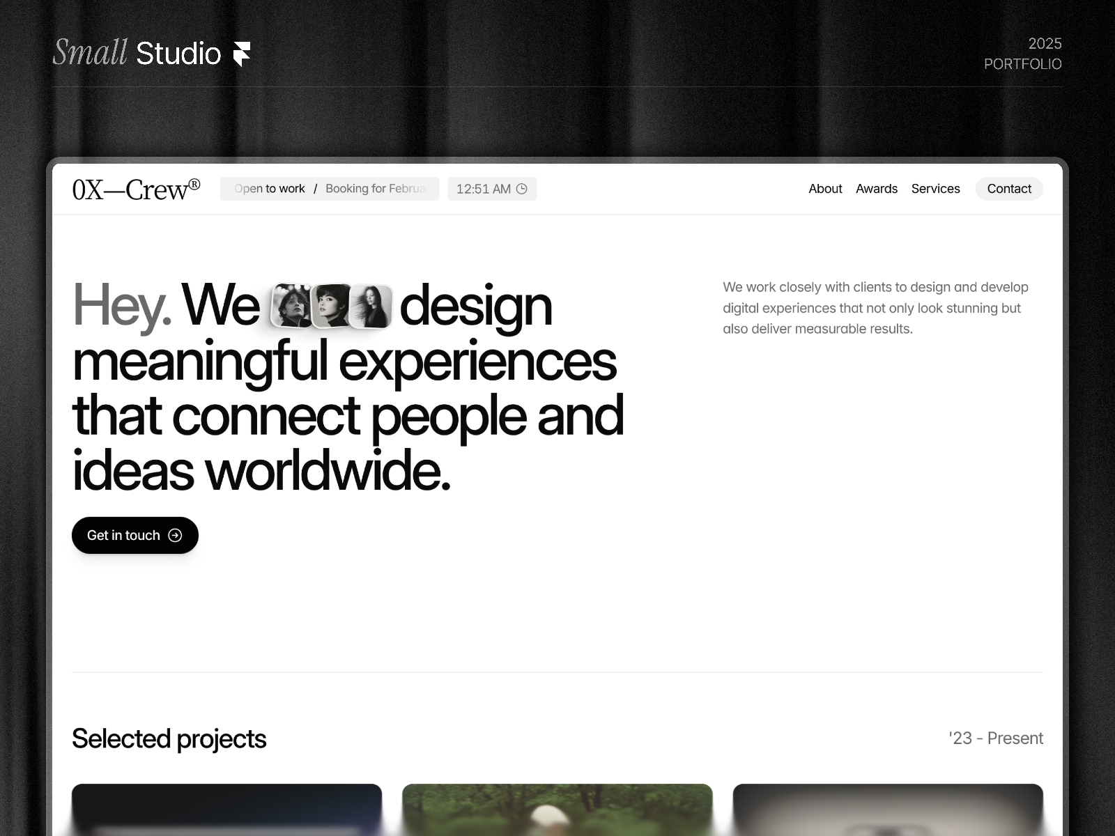 Screenshot of Small studio website