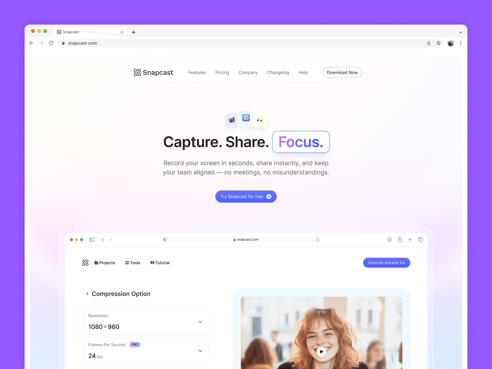 Screenshot of Snapcast website