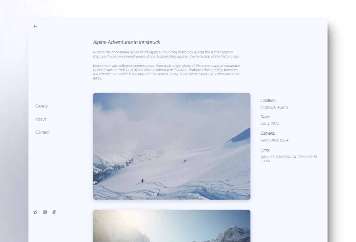 Screenshot 2 of Snow photography portfolio template