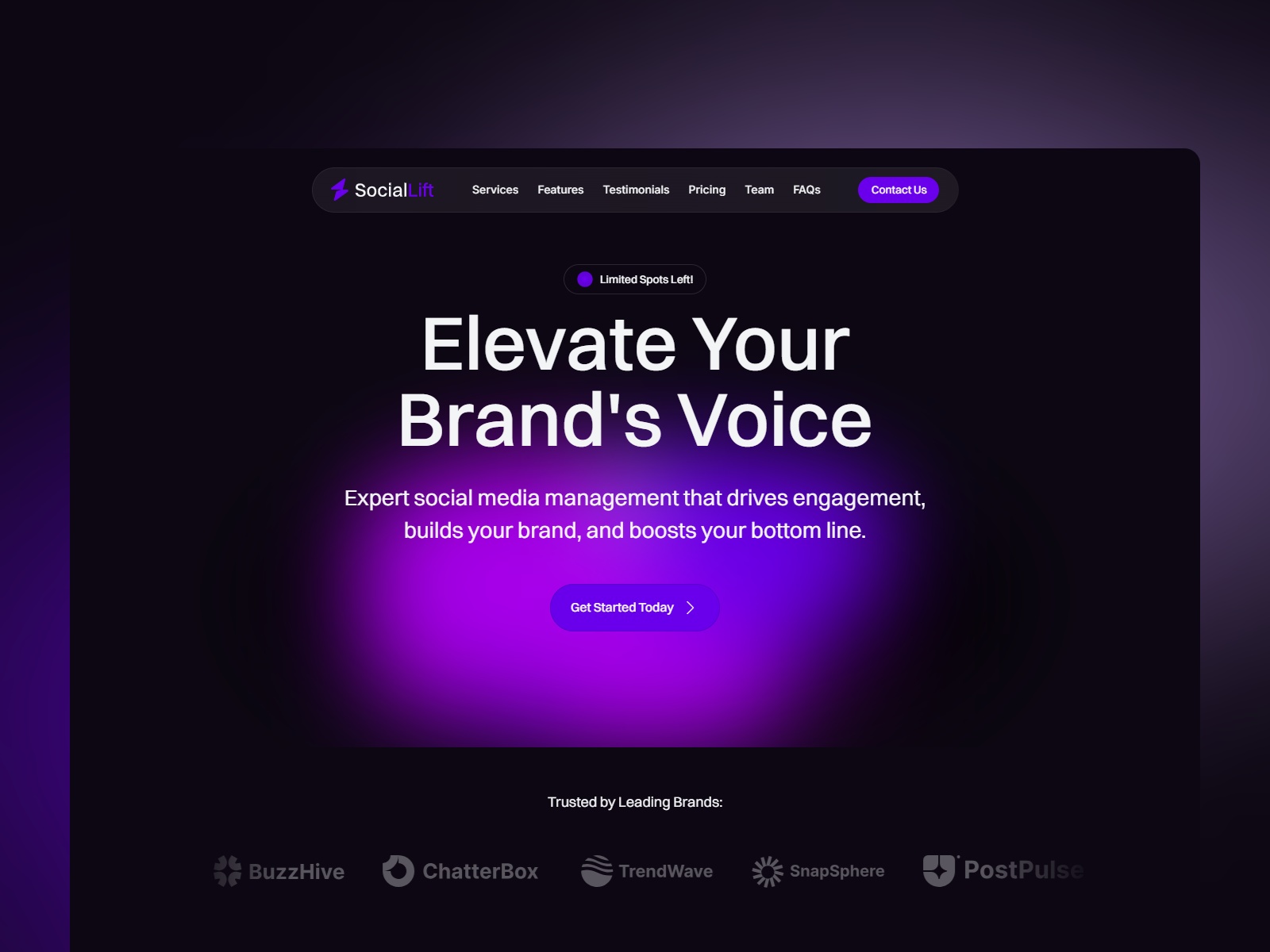 Screenshot of Sociallift website