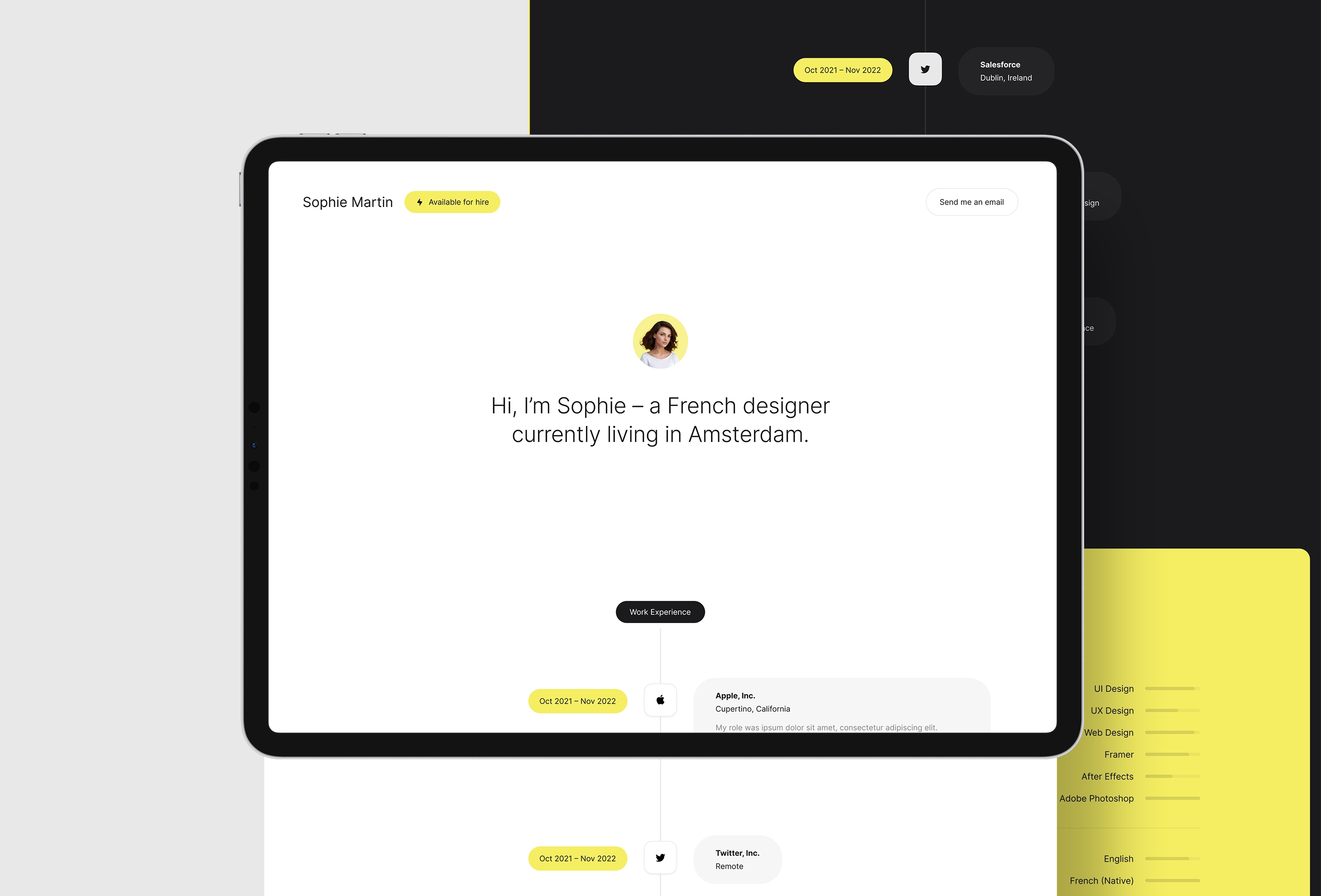 Screenshot of Solide cv your framer template for cv or personal website website