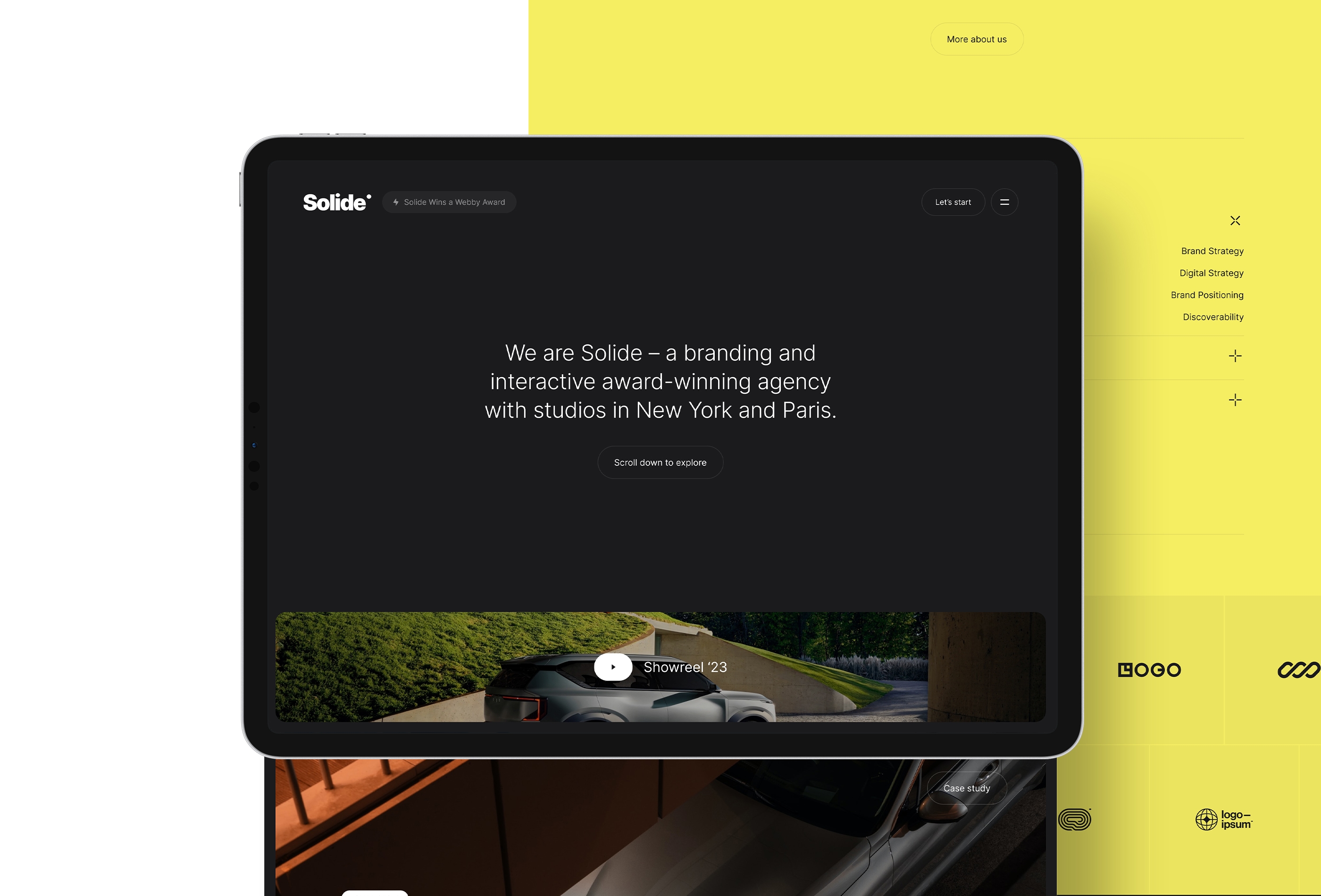 Screenshot of Solide studio or agency portfolio framer template website