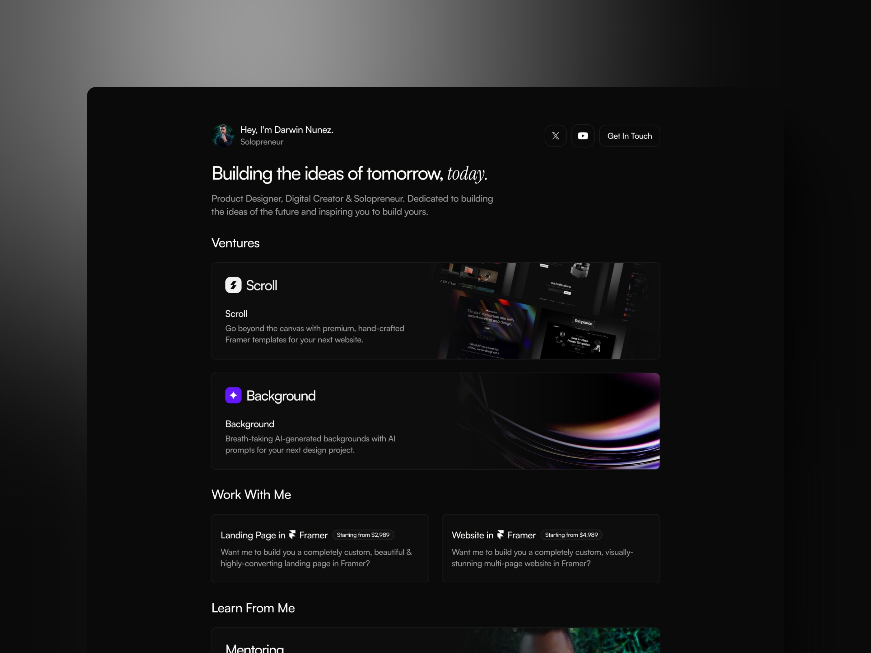 Screenshot of Solopreneur website
