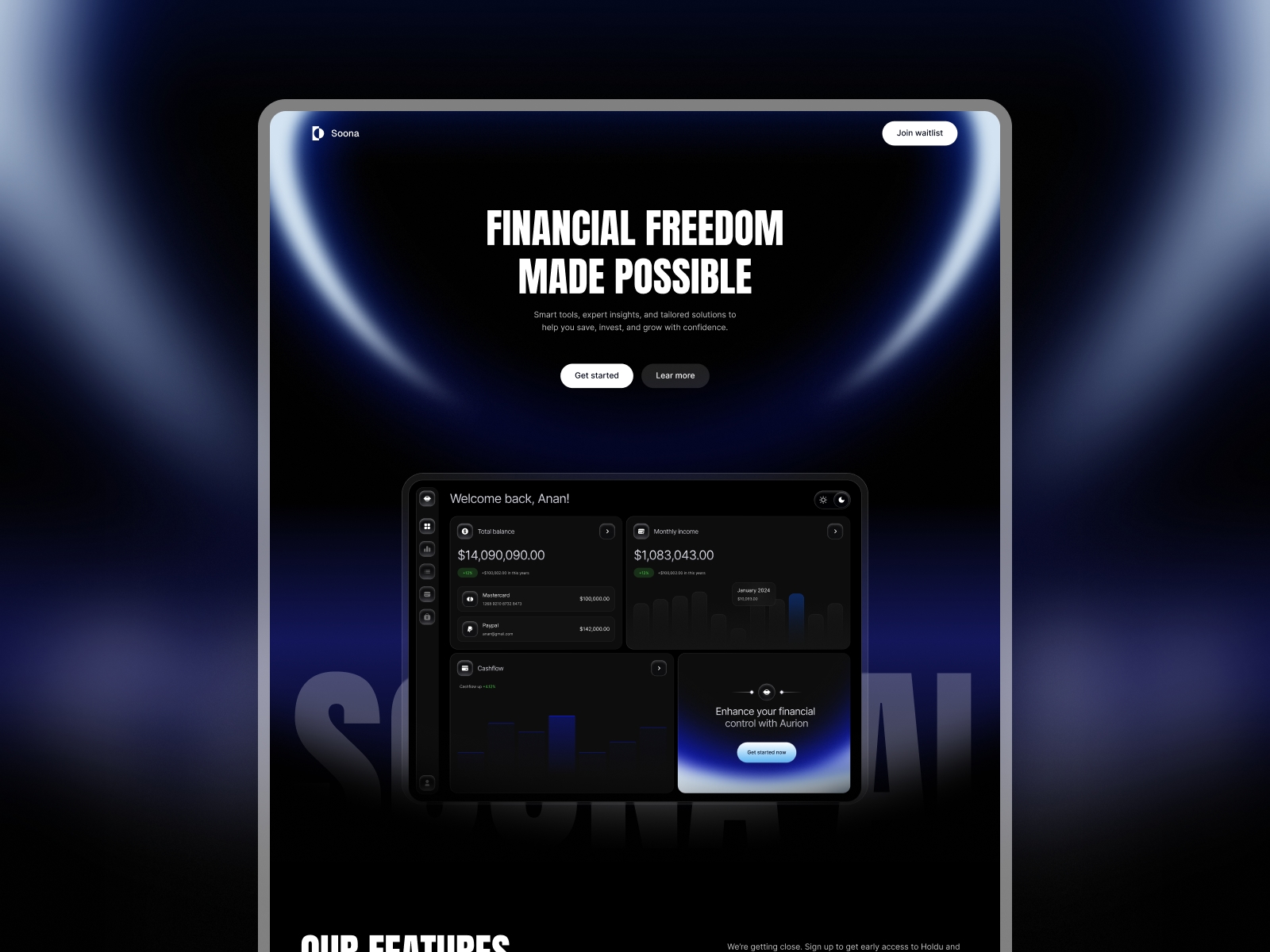 Screenshot of Soona website