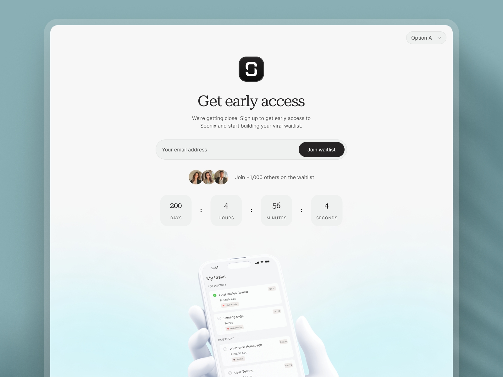 Screenshot of Soonix website