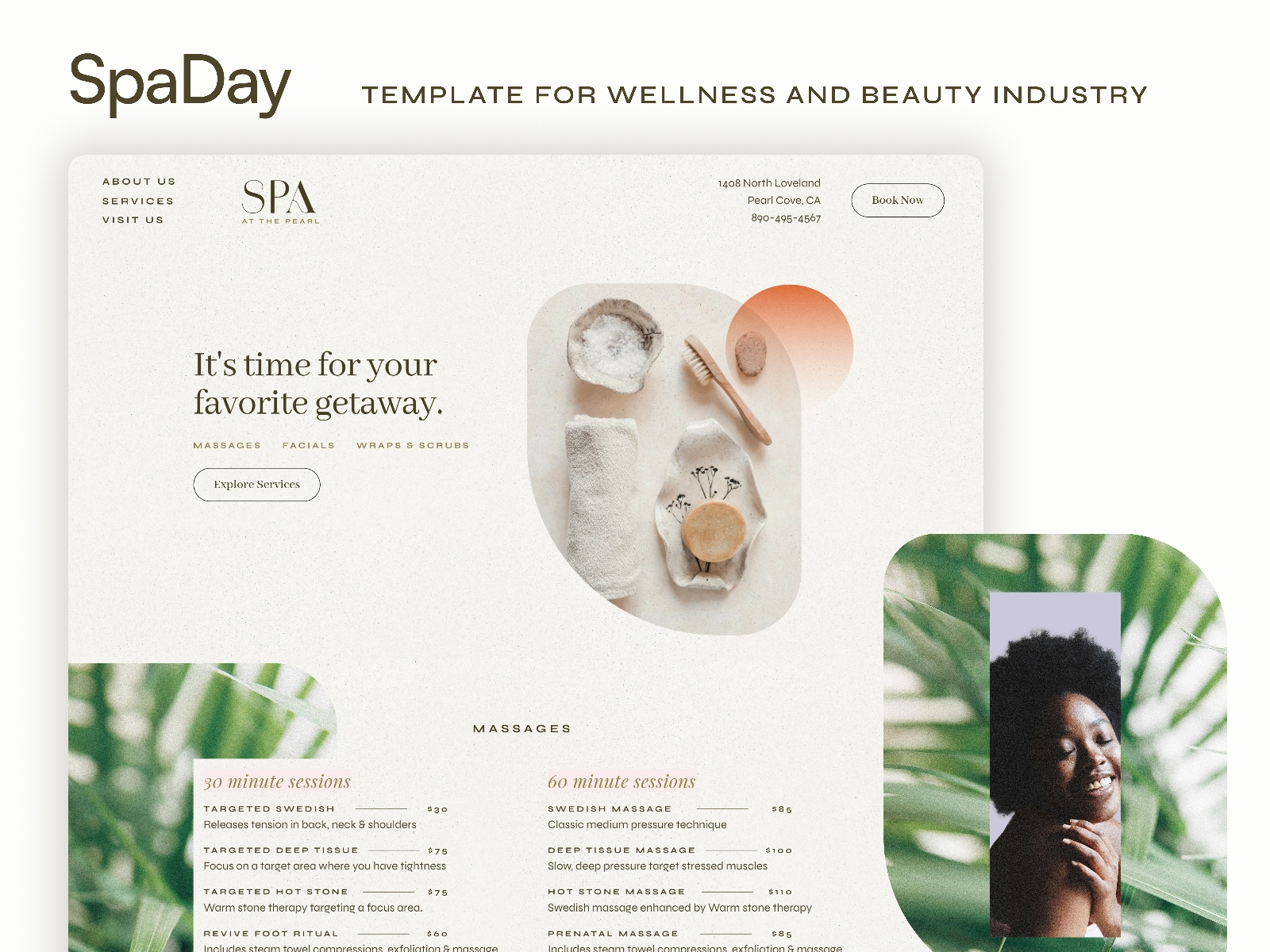 Screenshot of Spaday website