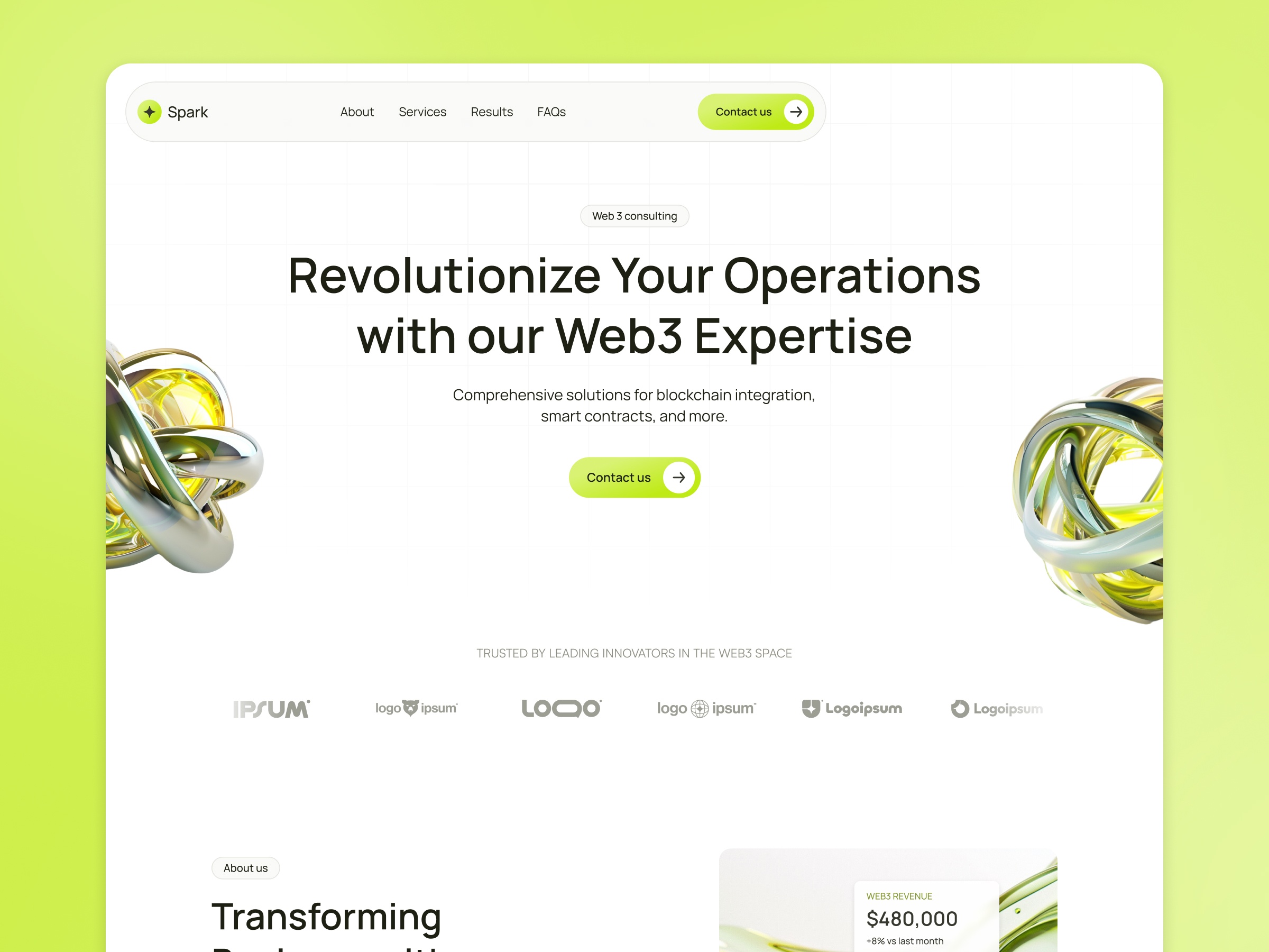 Screenshot of Spark website