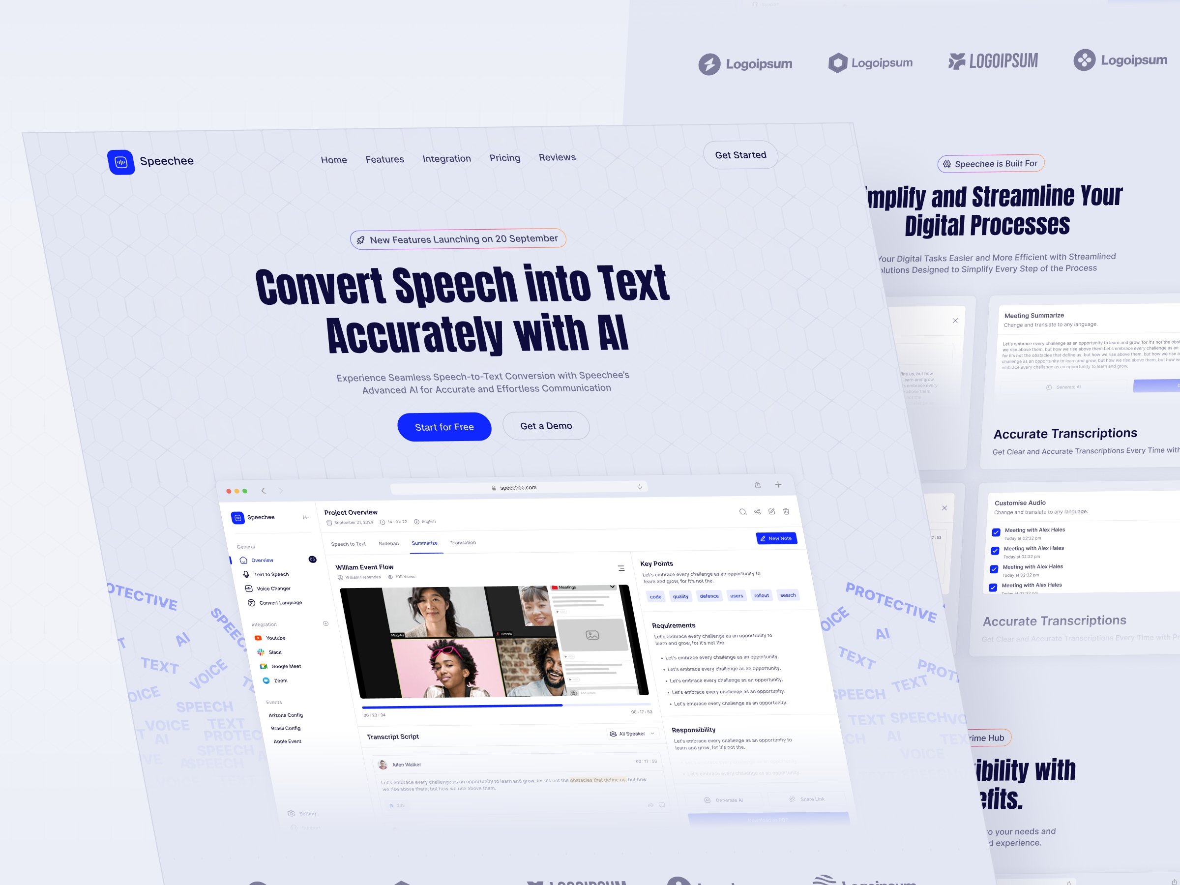 Screenshot of Speechee website