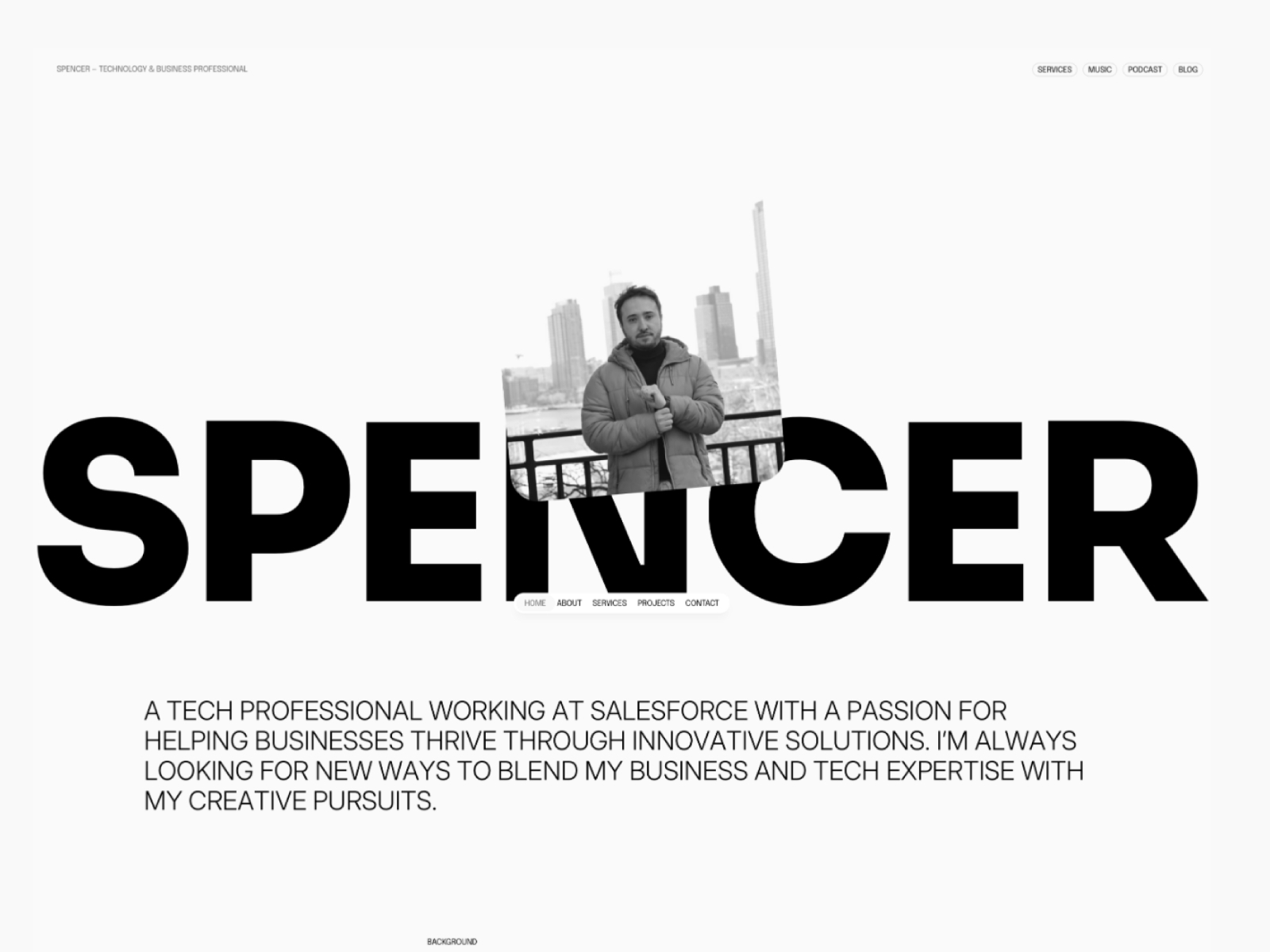 Screenshot of Spencer g website