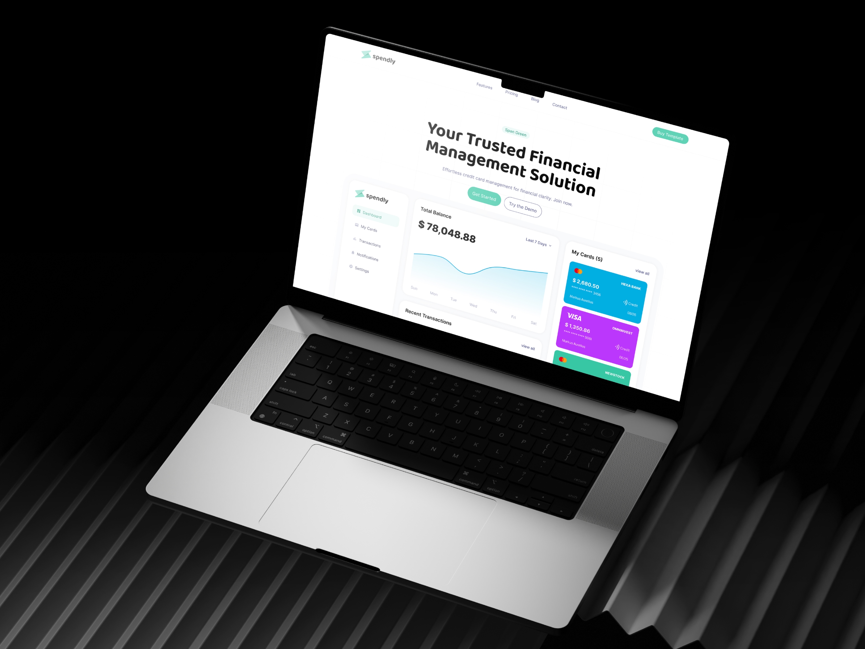 Screenshot of Spendly website