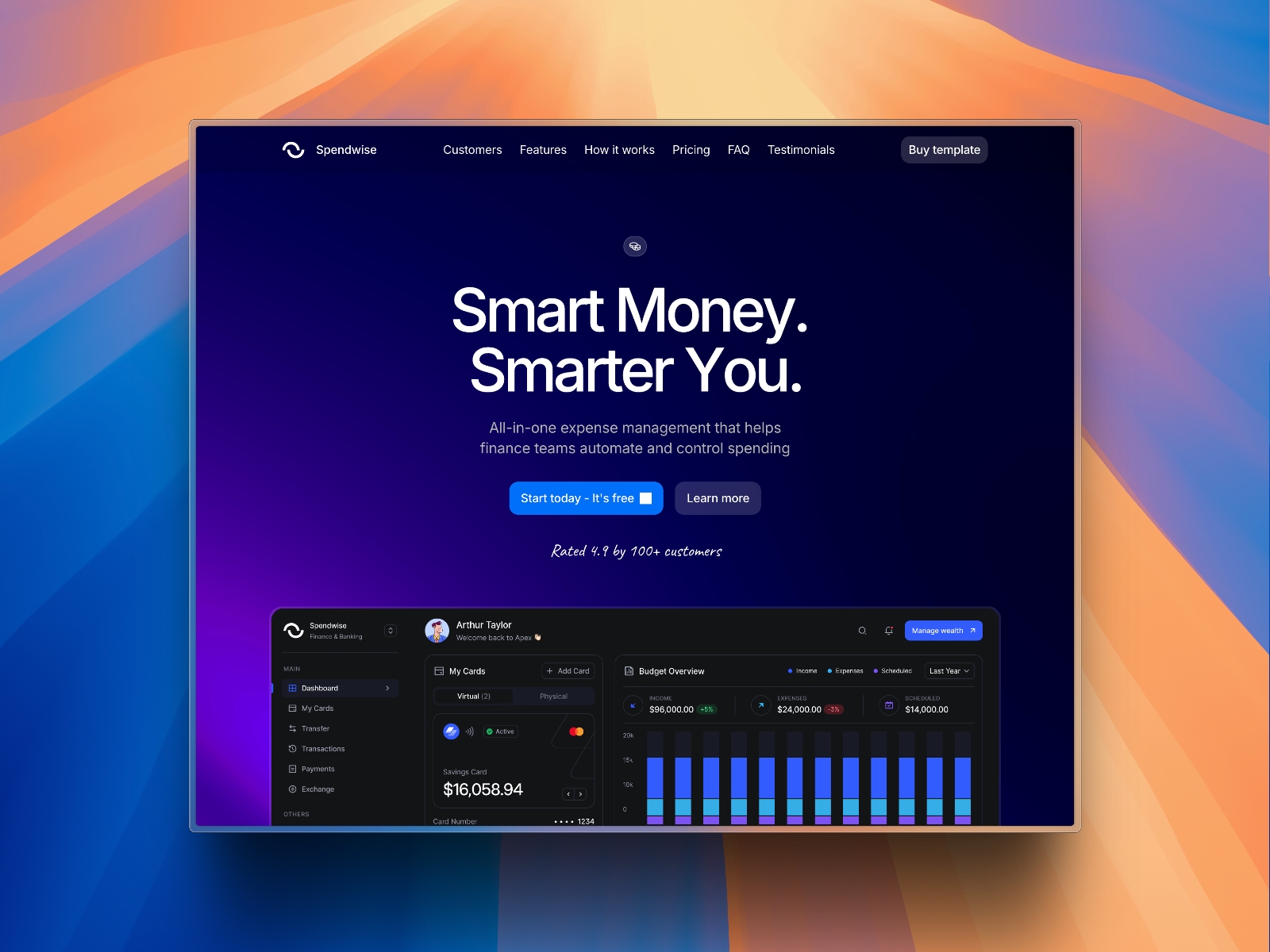 Screenshot of Spendwise website