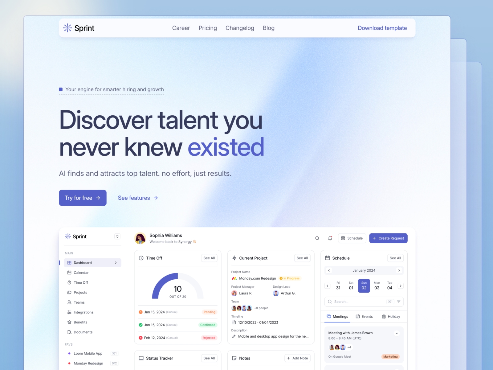Screenshot of Sprintt website