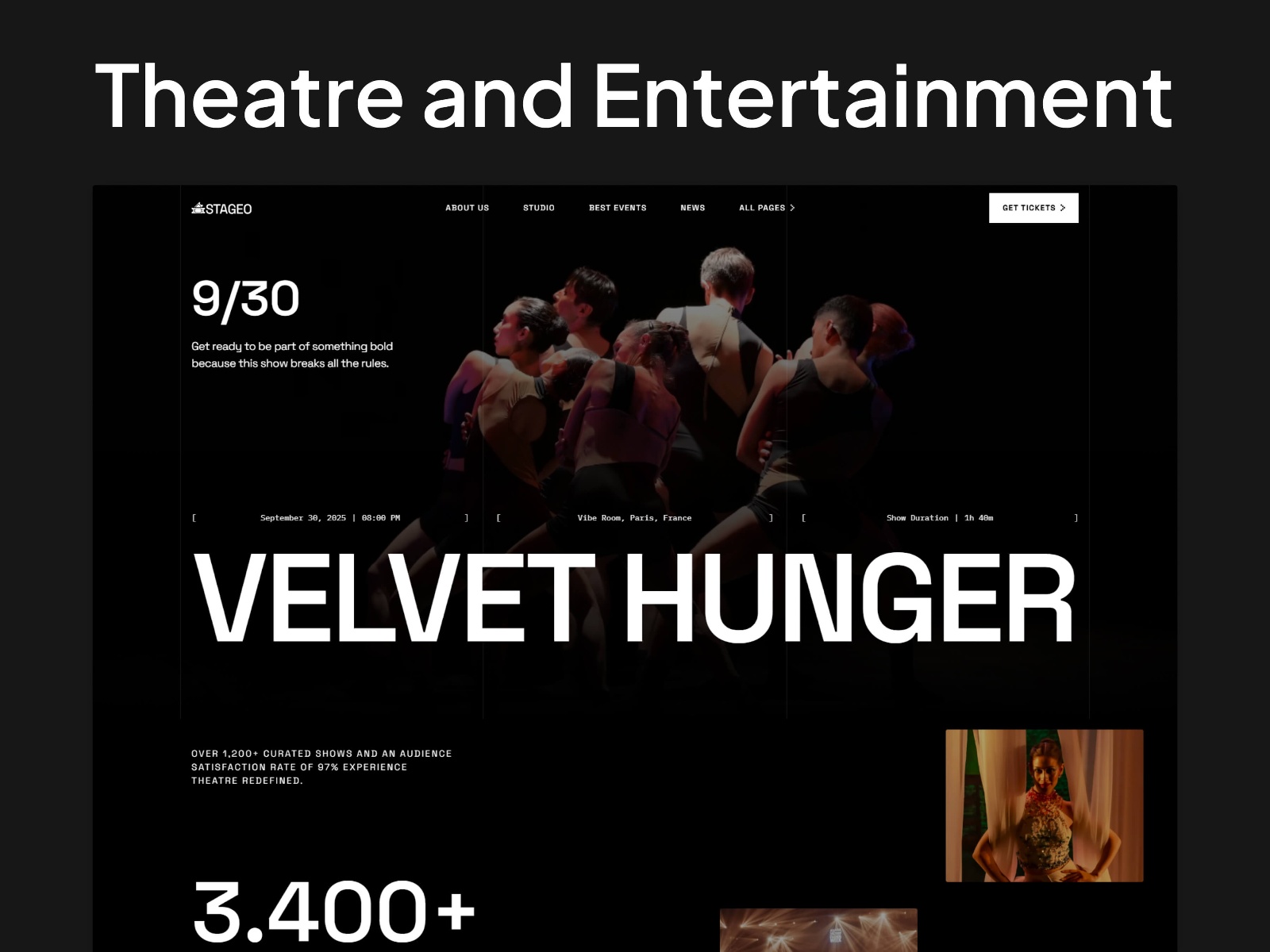 Screenshot of Stageo website