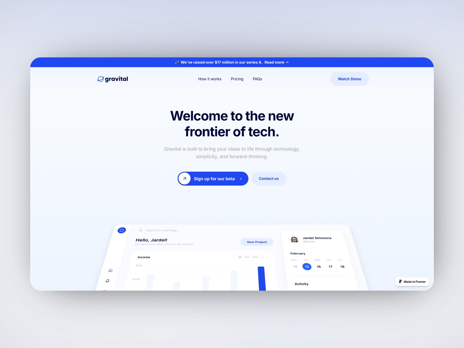Screenshot of Startup website