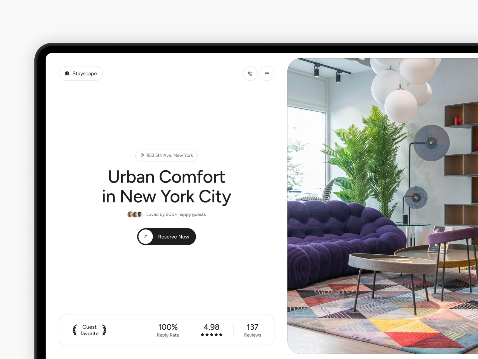 Screenshot of Stayscape website