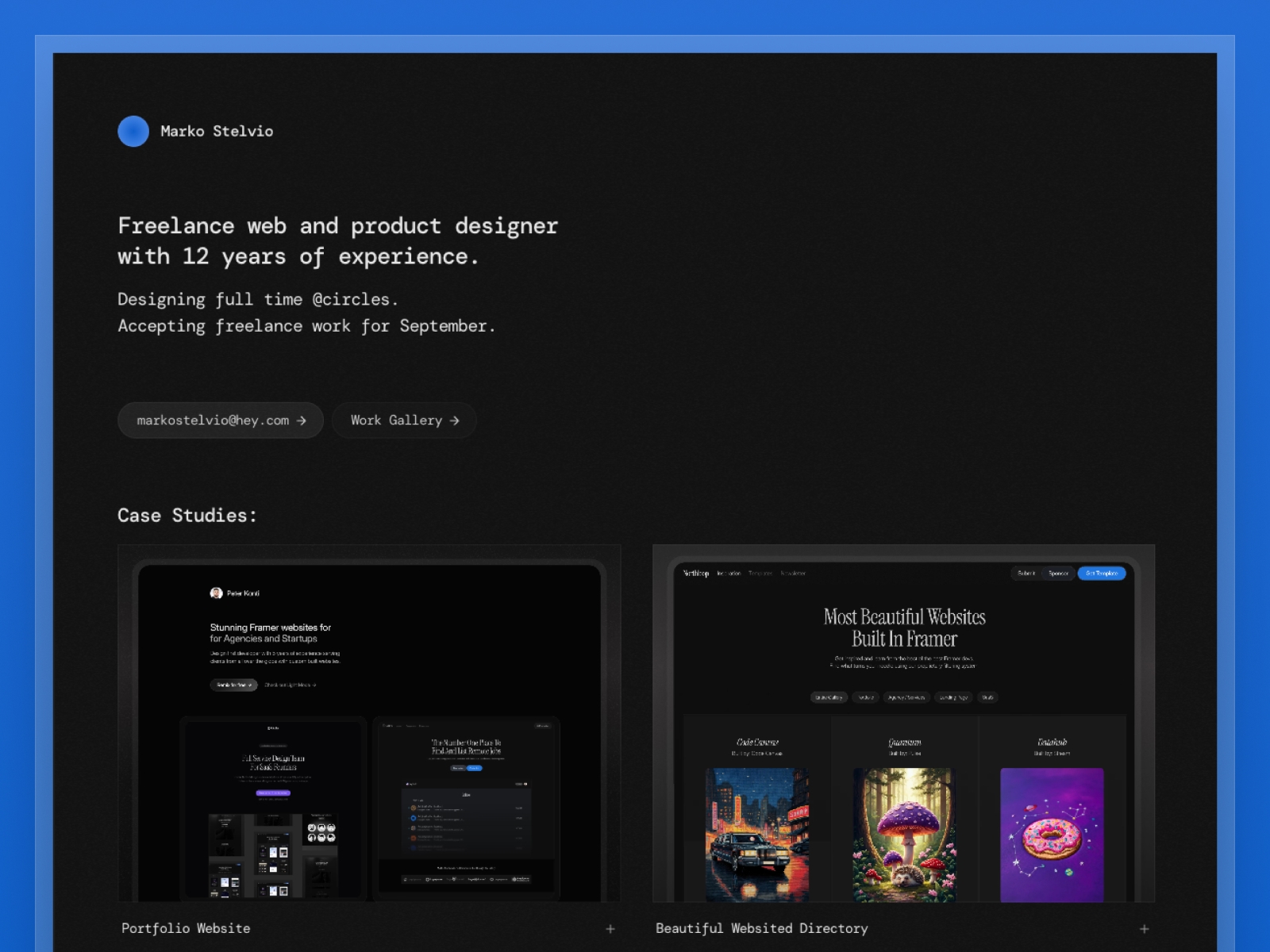 Screenshot of Stelvio website