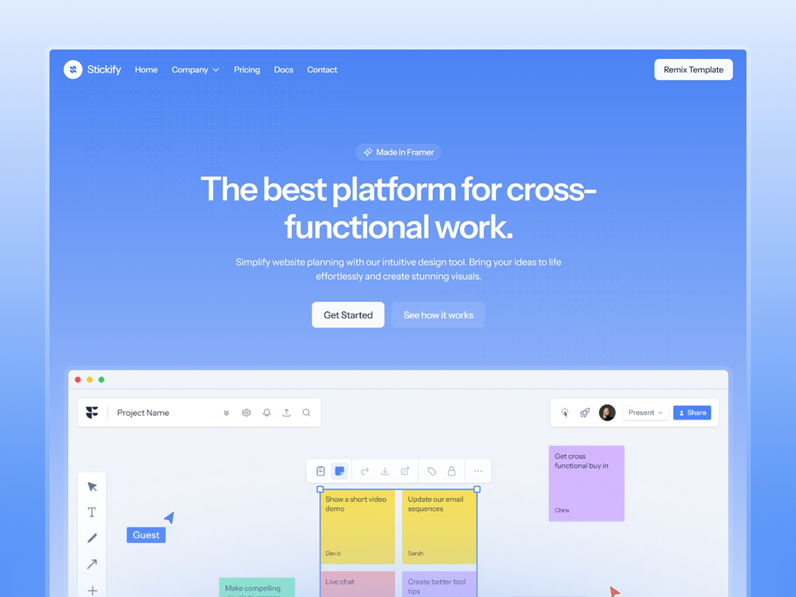 Screenshot of Stickify website