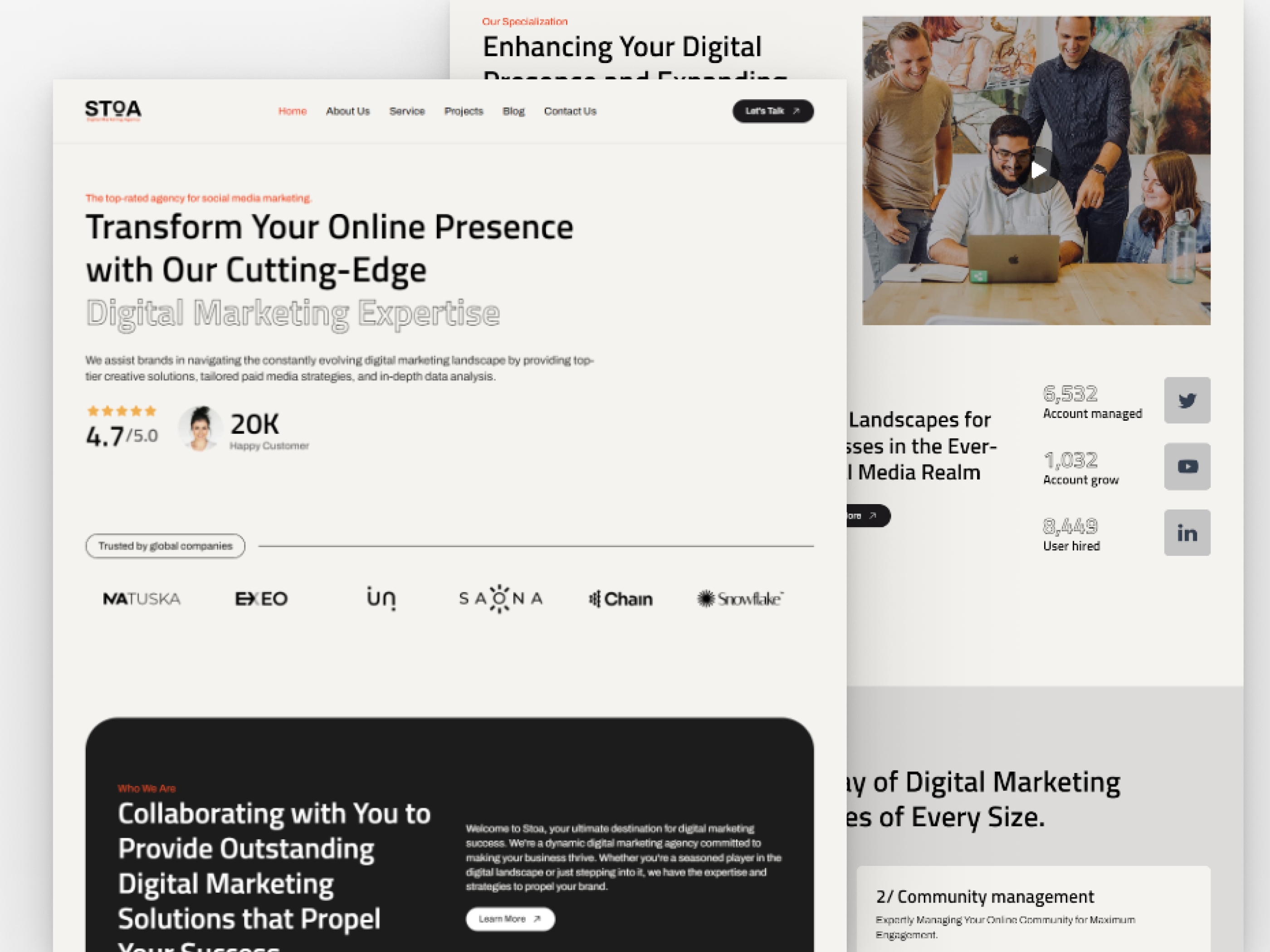 Screenshot 2 of Stoa digital marketing agency website