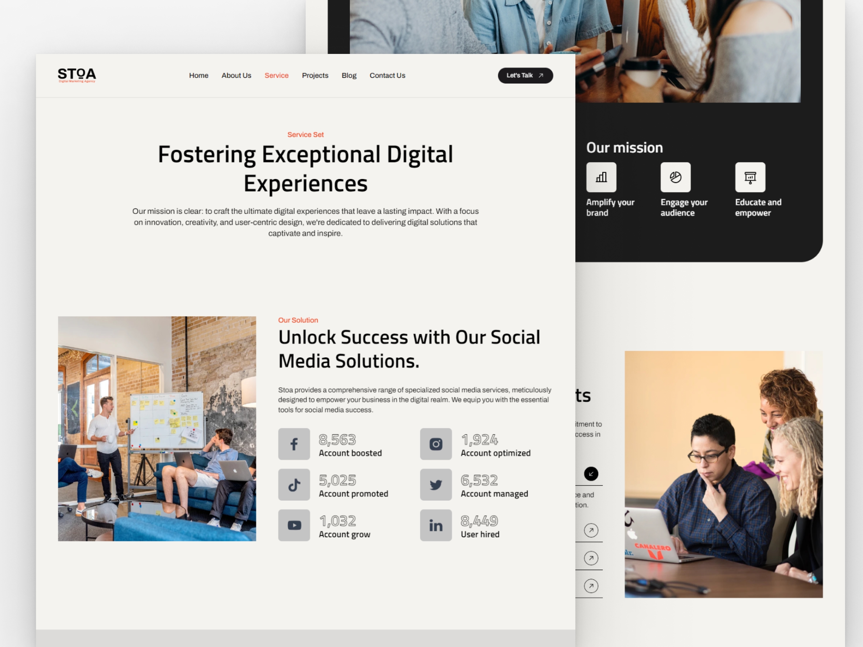 Screenshot 3 of Stoa digital marketing agency website