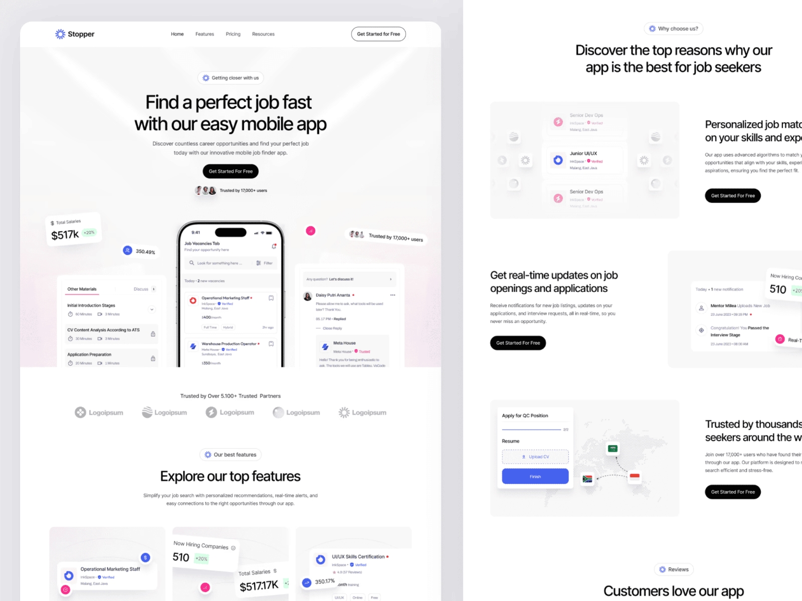 Screenshot of Stopper website