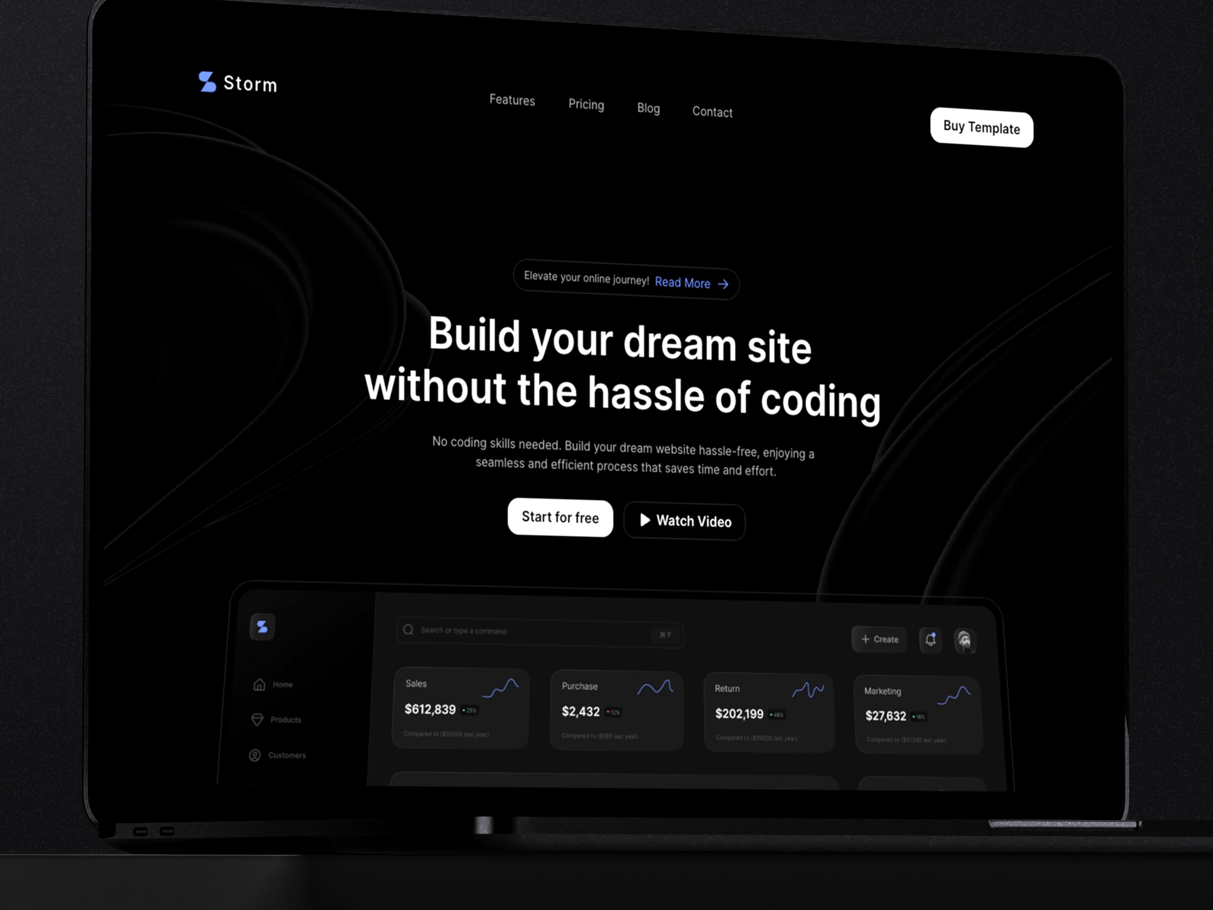 Screenshot of Storm website