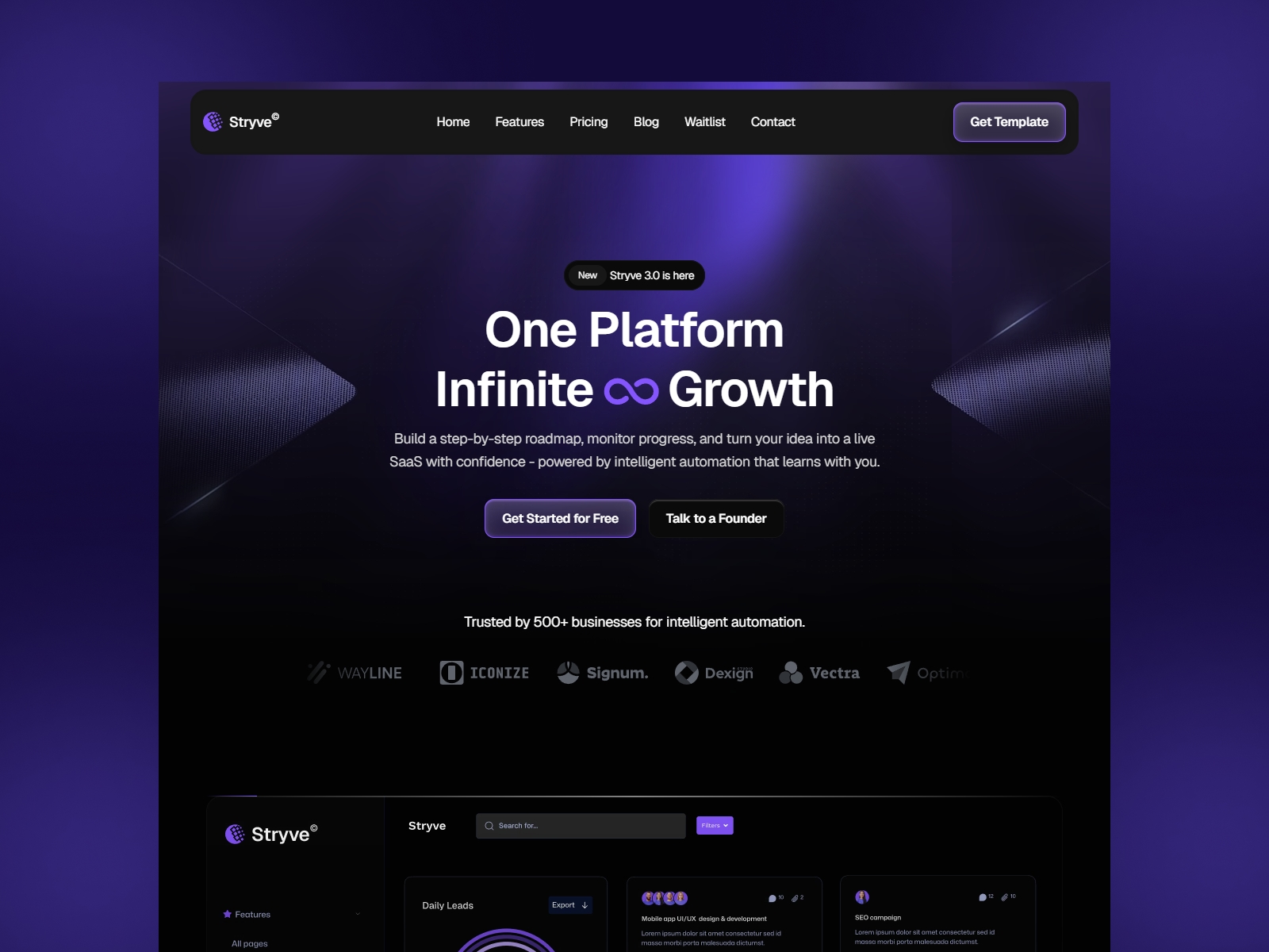 Screenshot of Stryve website