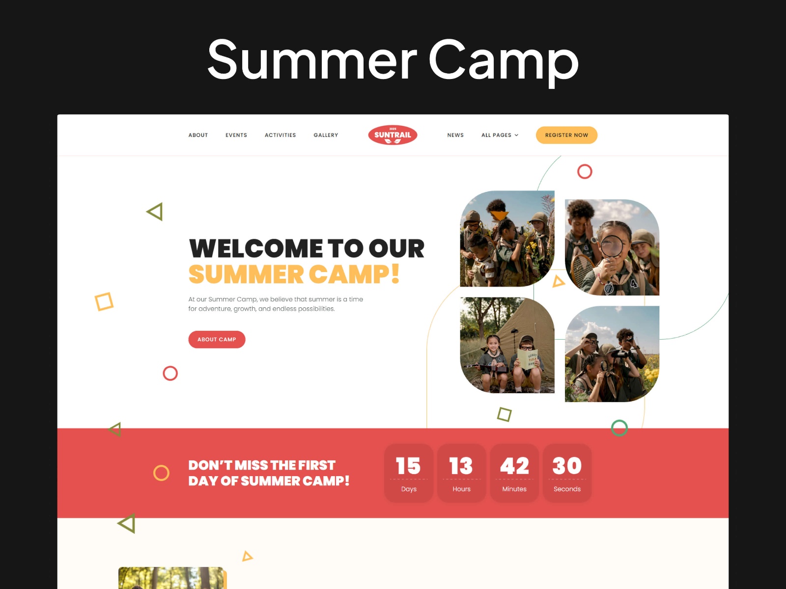 Screenshot of Suntrail website