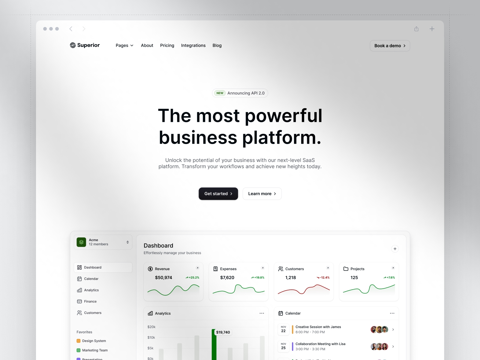Screenshot of Superior website