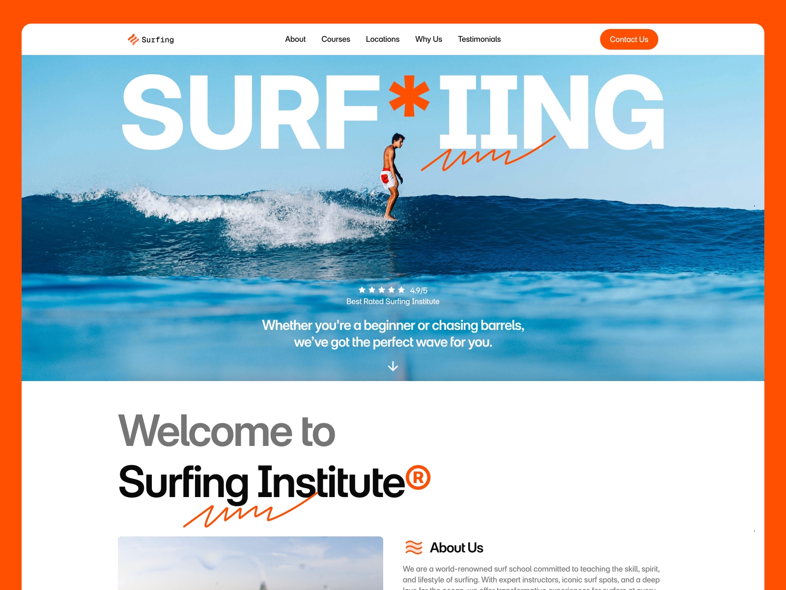 Screenshot of Surfing website