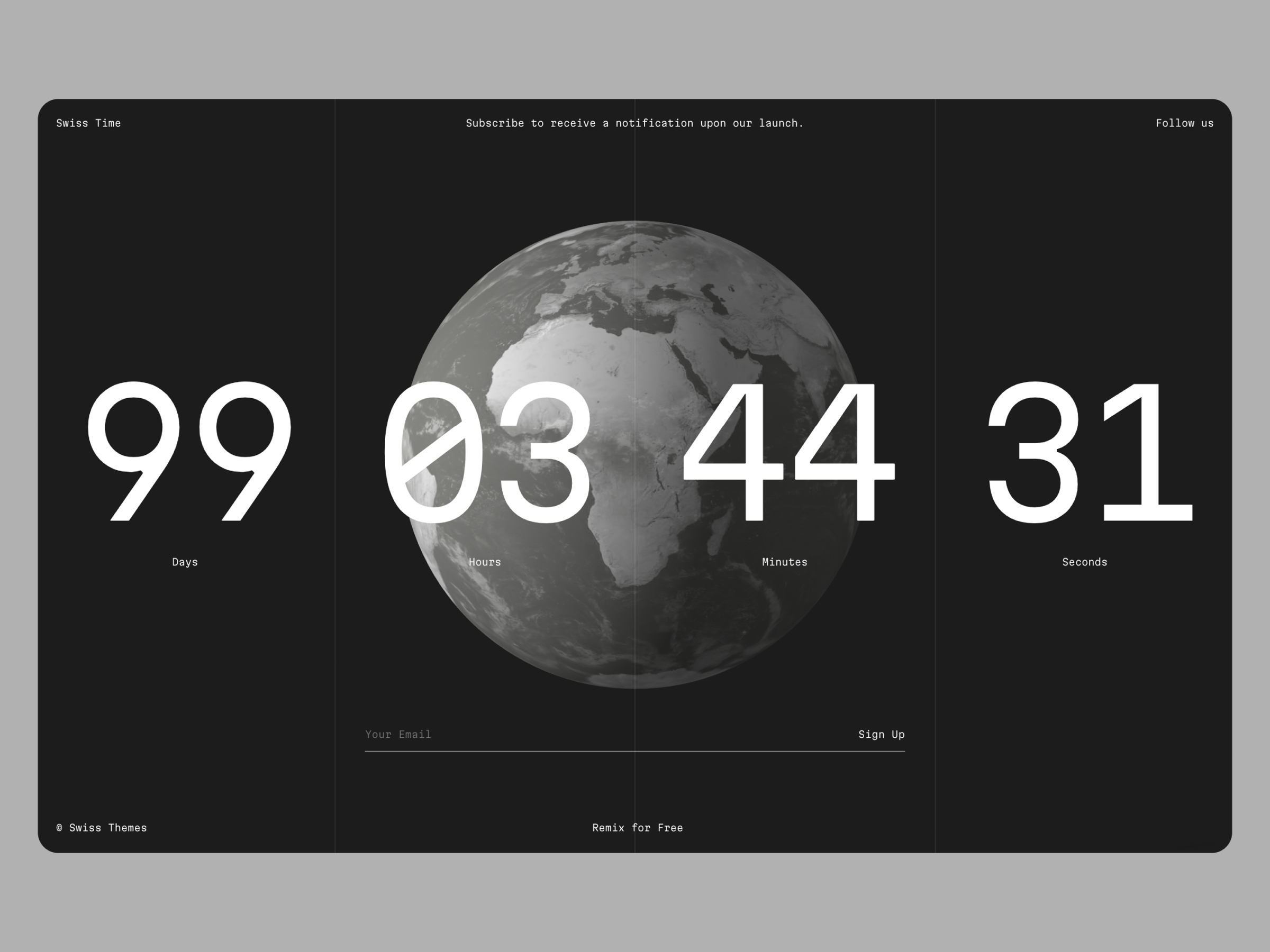 Screenshot of Swiss time website